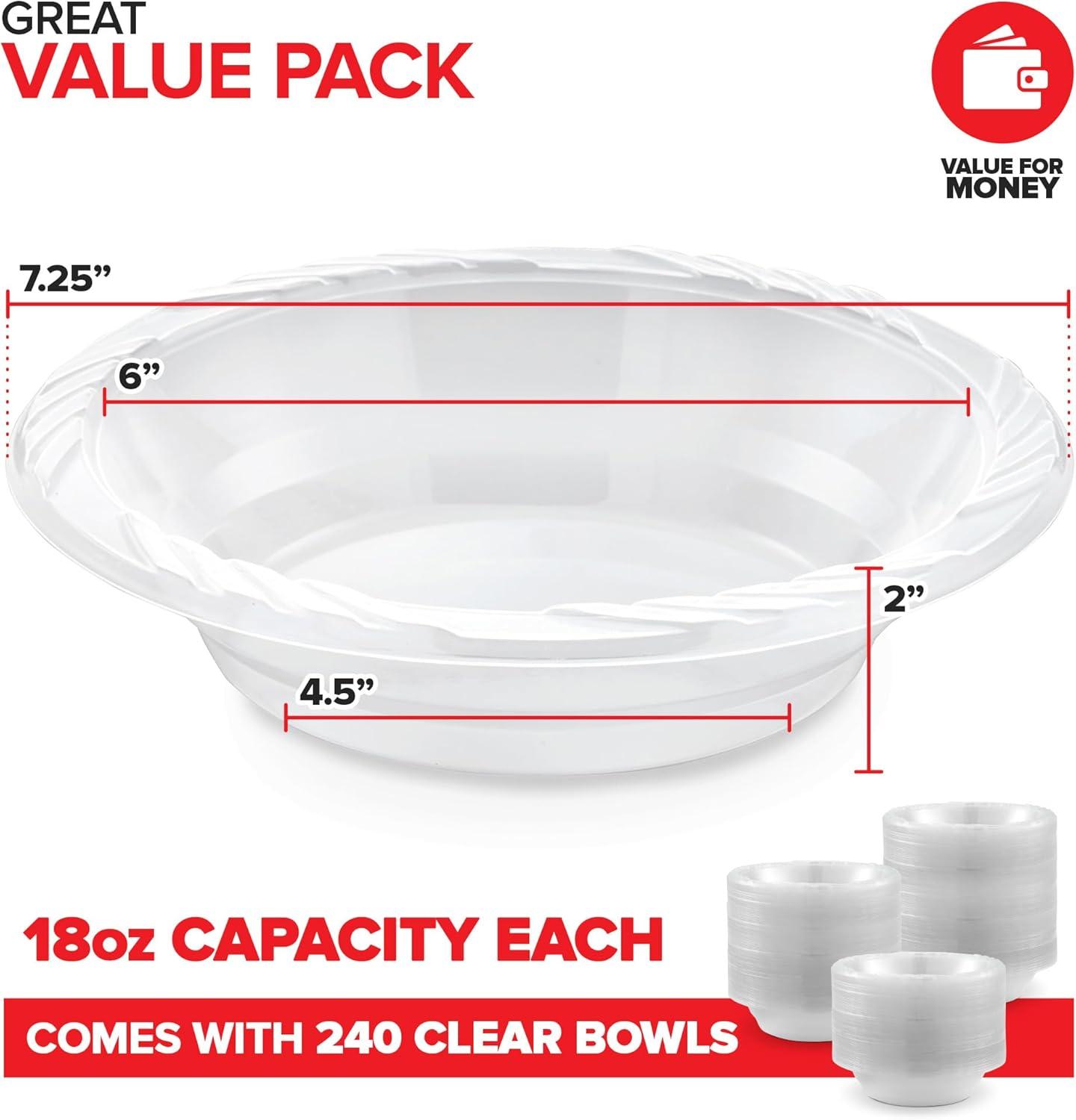 imageStock Your Home 40Count Elegant 18 oz Clear Plastic Bowls for Parties Large Disposable Bowl for Fancy Dinner or Cocktail Party Soup and Salad Thick and Sturdy240