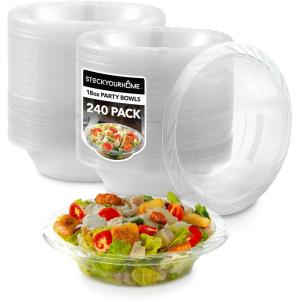 Stock Your Home (40-Count) Elegant 18 oz Clear Plastic Bowls for Parties, Large Disposable Bowl for Fancy Dinner or Cocktail Party, Soup and Salad, Thick and Sturdy(240)
