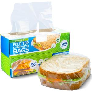 Stock Your Home 200 Count Clear Fold Top Sandwich Bags, Bulk Disposable Plastic Bags with Fold Over Closure for Restaurants, Caterers, and Home Food Storage(400)