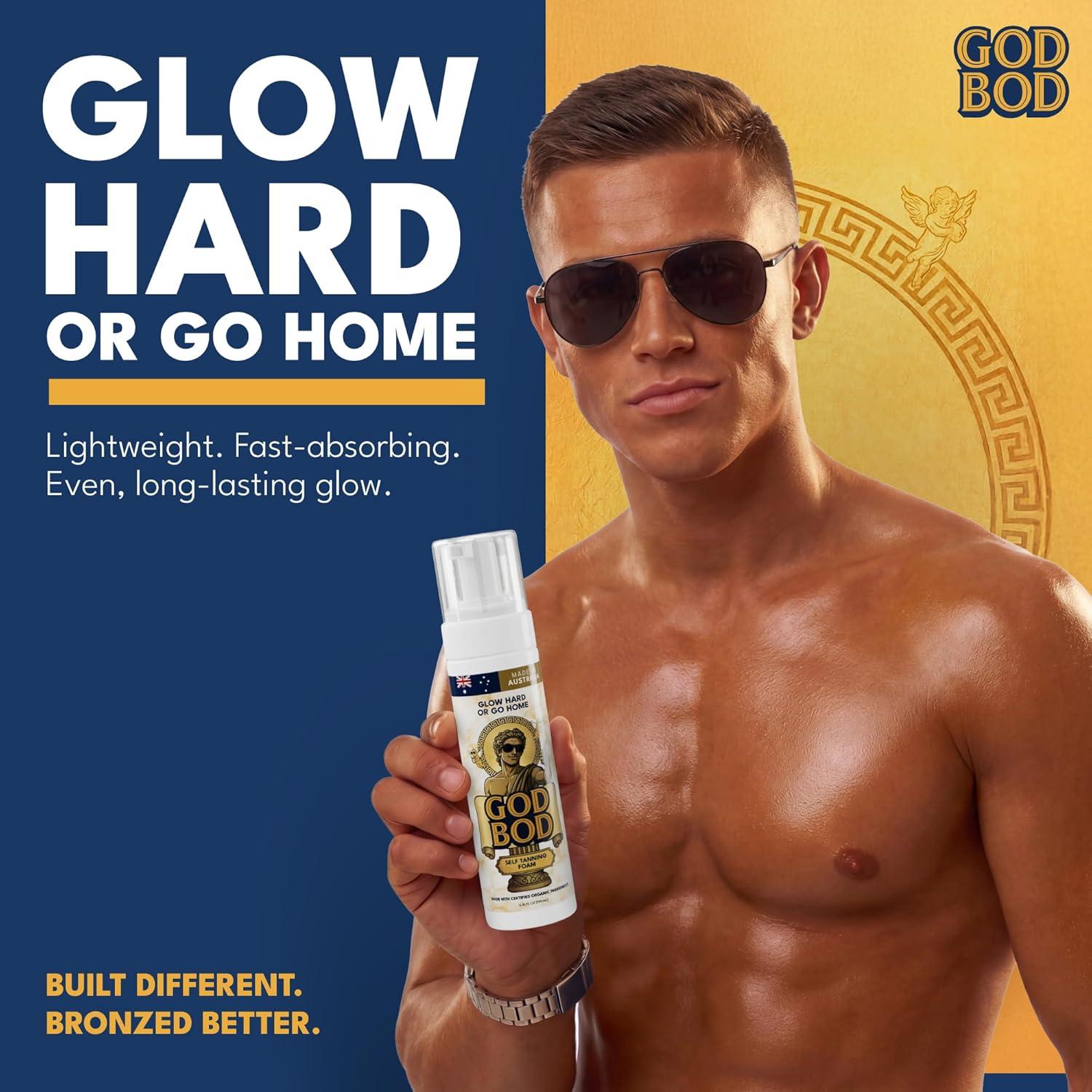 imageGod Bod Mens Self Tanner Foam StreakFree Bronze FastAbsorbing Made in Australia with Certified Organic Ingredients including Davidson Plum amp Aloe Vera 676 FL OZ