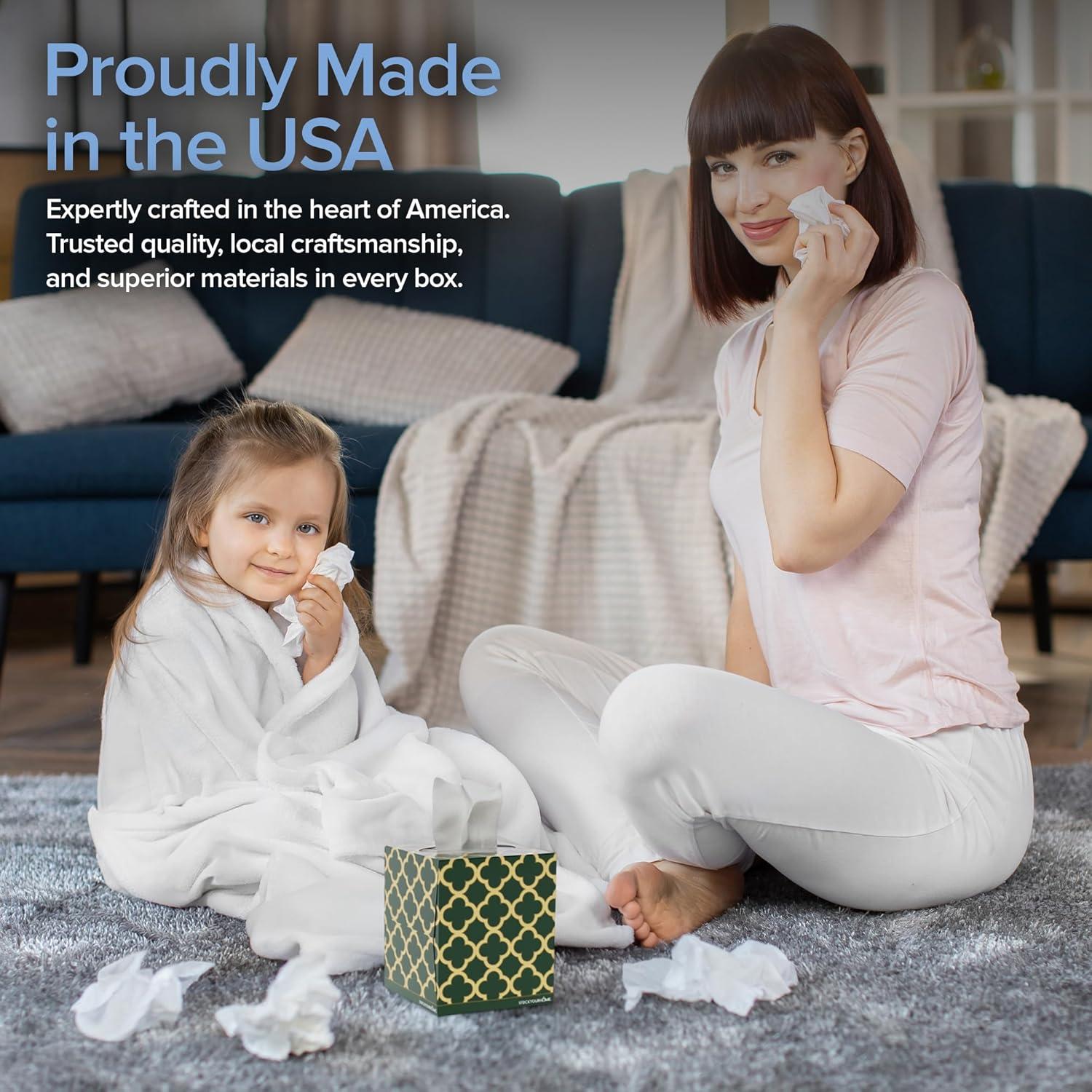 imageStock Your Home Cube Tissue Boxes 36 Pack Facial Tissues Soft 2Ply Paper Tissues White Cube Tissue Boxes for Home Office Bathroom Bedroom or Classroom Made In the USA