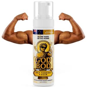 God Bod Men’s Self Tanner Foam – Streak-Free Bronze, Fast-Absorbing, Made in Australia with Certified Organic Ingredients including Davidson Plum & Aloe Vera – 6.76 FL OZ