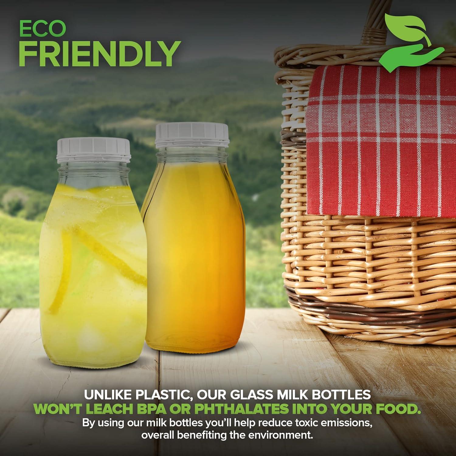 image16 oz Glass Juice Bottles With Caps 2 Pack Reusable Glass Bottles with 6 Tamper Proof SnapOn Caps Food Grade Glass Bottles Juice Containers with Lids for Cold Beverages Stock Your Home6