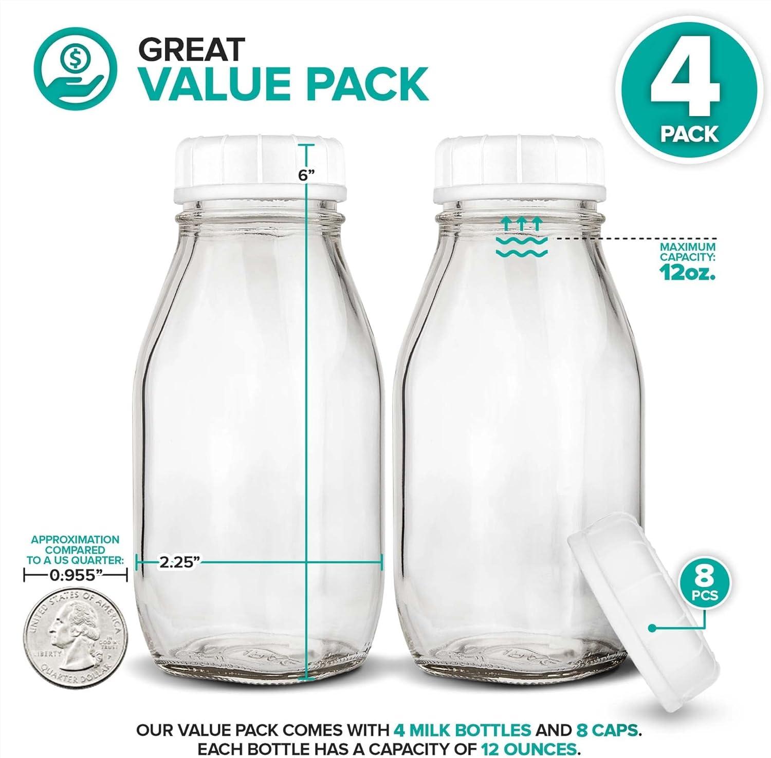 image16 oz Glass Juice Bottles With Caps 2 Pack Reusable Glass Bottles with 6 Tamper Proof SnapOn Caps Food Grade Glass Bottles Juice Containers with Lids for Cold Beverages Stock Your Home4