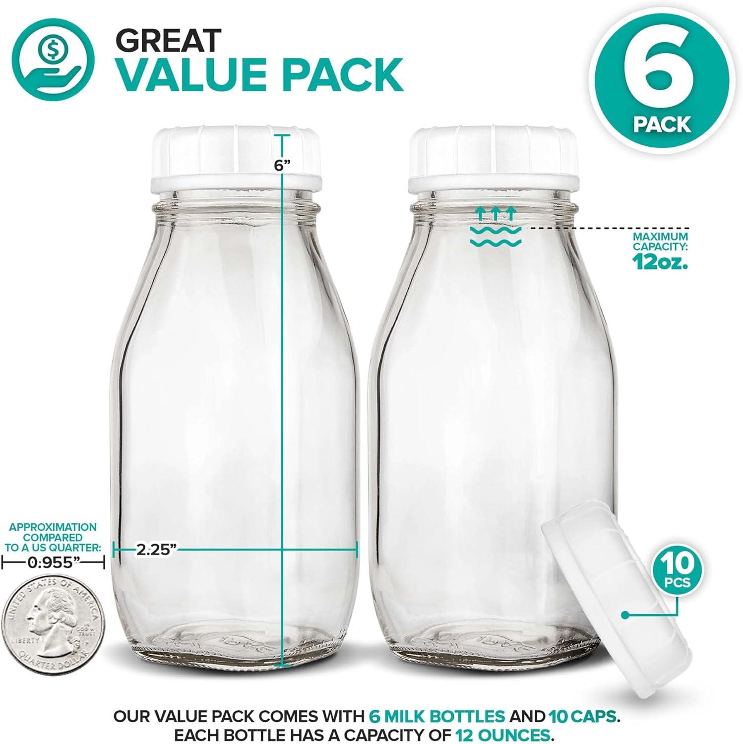 image16 oz Glass Juice Bottles With Caps 2 Pack Reusable Glass Bottles with 6 Tamper Proof SnapOn Caps Food Grade Glass Bottles Juice Containers with Lids for Cold Beverages Stock Your Home6