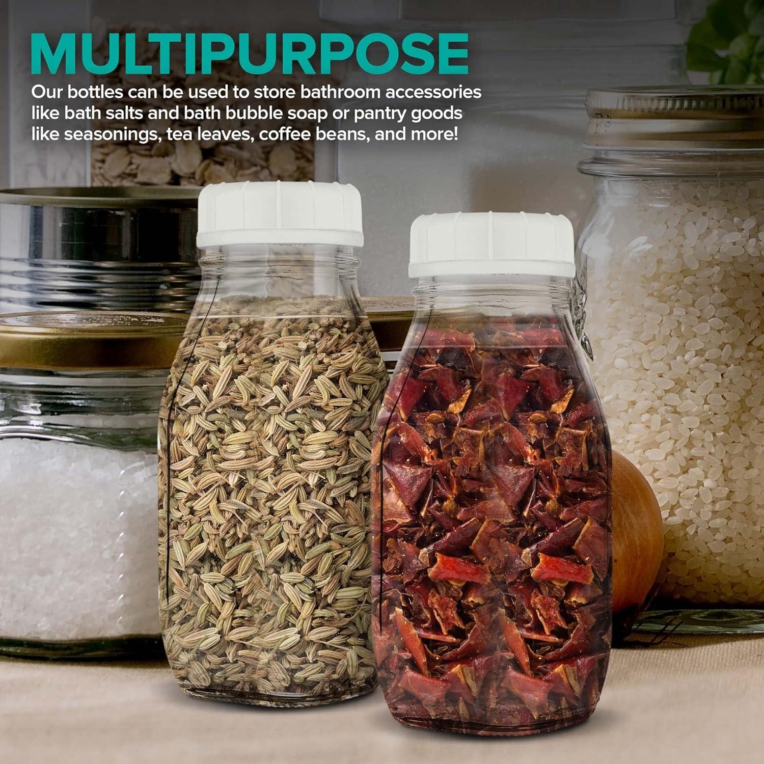 image16 oz Glass Juice Bottles With Caps 2 Pack Reusable Glass Bottles with 6 Tamper Proof SnapOn Caps Food Grade Glass Bottles Juice Containers with Lids for Cold Beverages Stock Your Home2