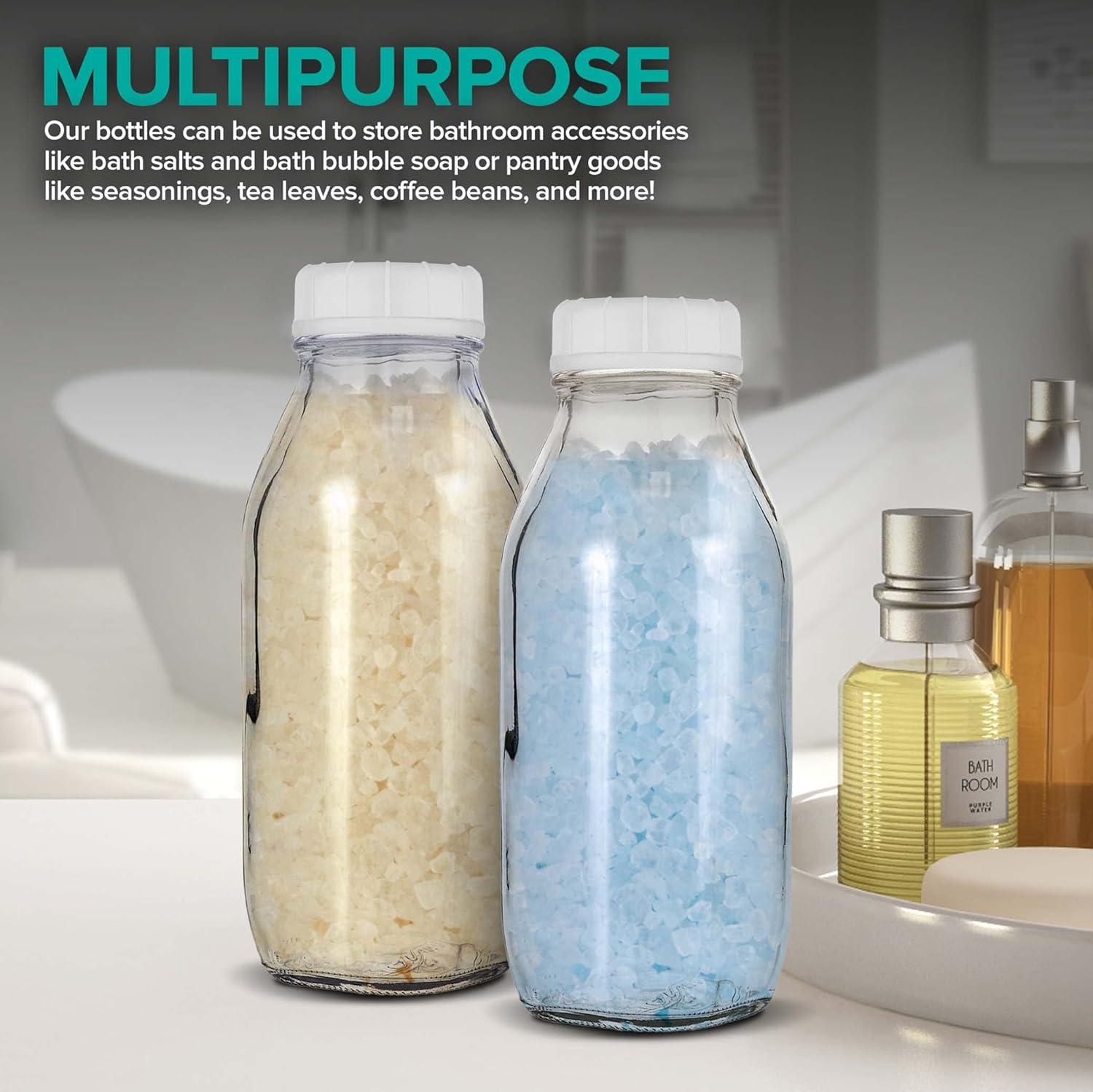 image16 oz Glass Juice Bottles With Caps 2 Pack Reusable Glass Bottles with 6 Tamper Proof SnapOn Caps Food Grade Glass Bottles Juice Containers with Lids for Cold Beverages Stock Your Home6