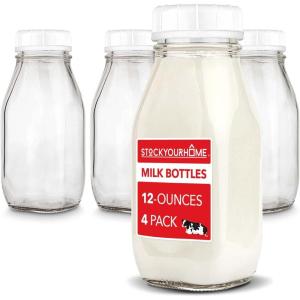 16 oz Glass Juice Bottles With Caps (2 Pack) – Reusable Glass Bottles with 6 Tamper Proof Snap-On Caps – Food Grade Glass Bottles – Juice Containers with Lids for Cold Beverages – Stock Your Home(4)