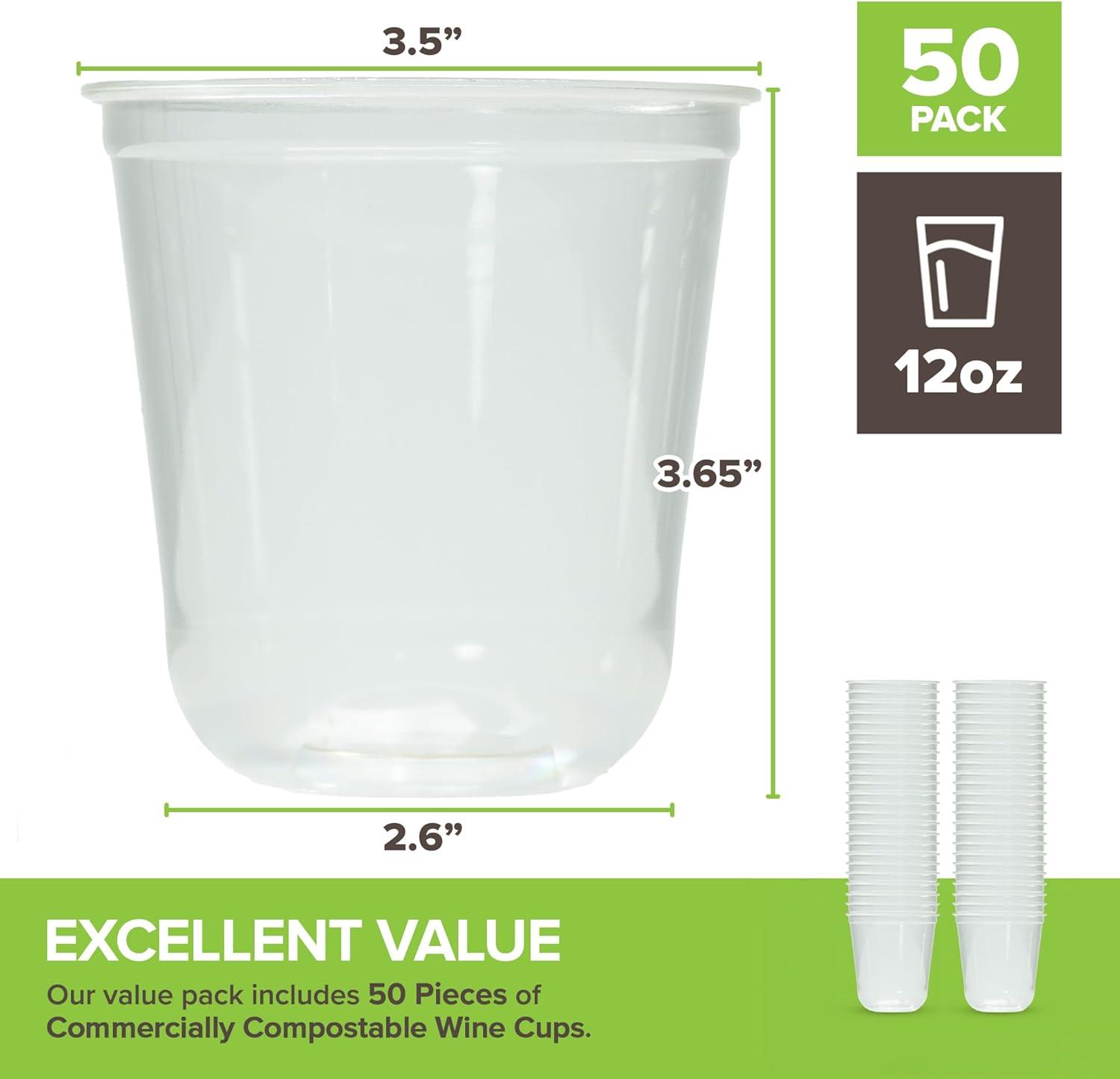imageStock Your Home 9 oz Clear Cups 50 Pack Disposable Cups for Water Beer and More Stemless Design120 ounces