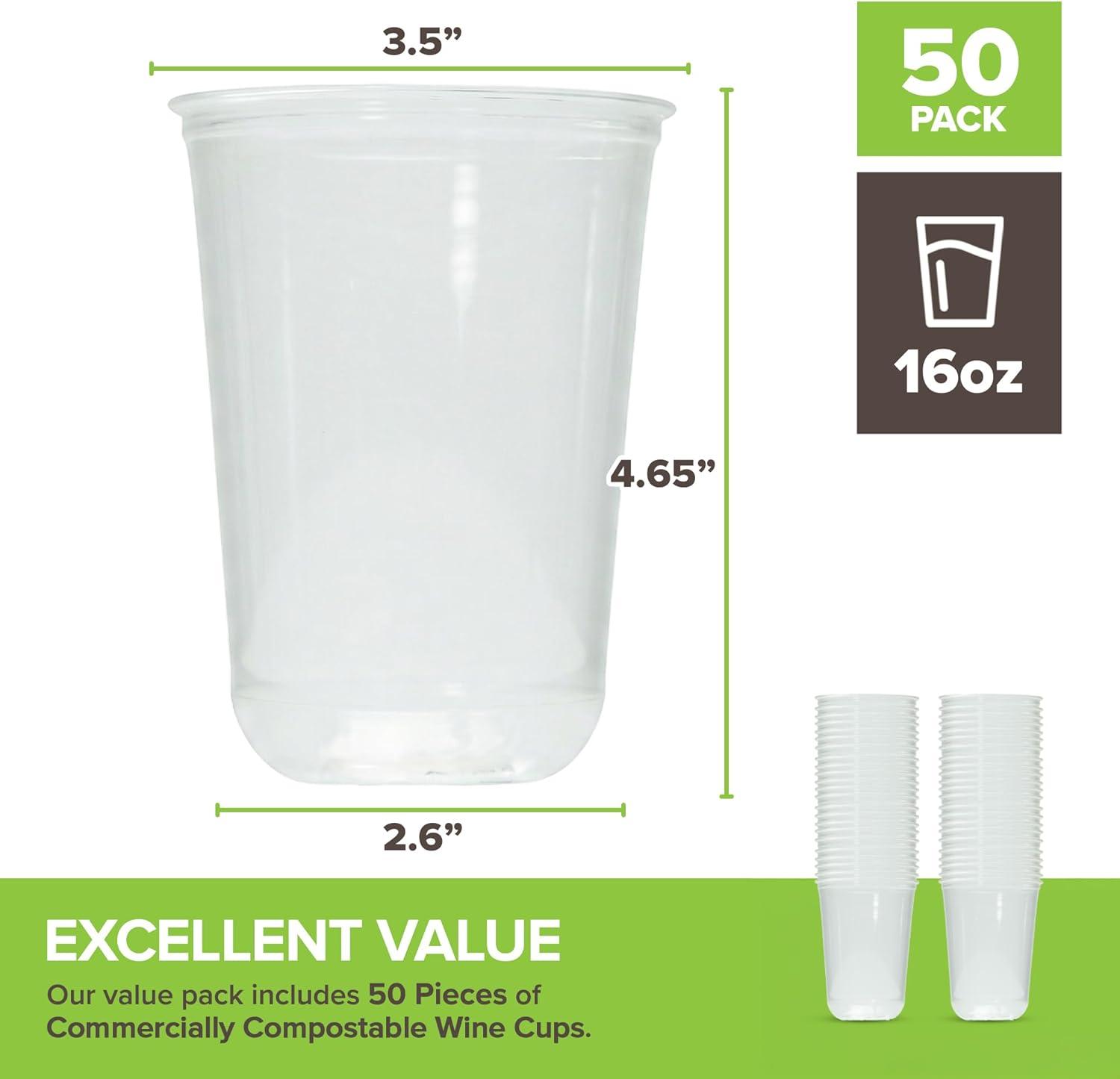 imageStock Your Home 9 oz Clear Cups 50 Pack Disposable Cups for Water Beer and More Stemless Design160 ounces