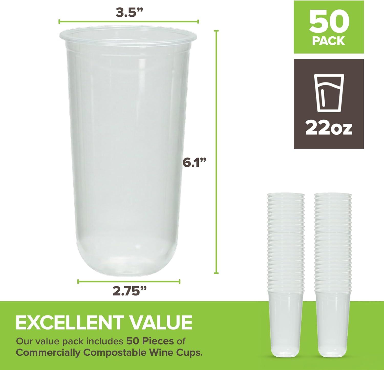imageStock Your Home 9 oz Clear Cups 50 Pack Disposable Cups for Water Beer and More Stemless Design220 ounces