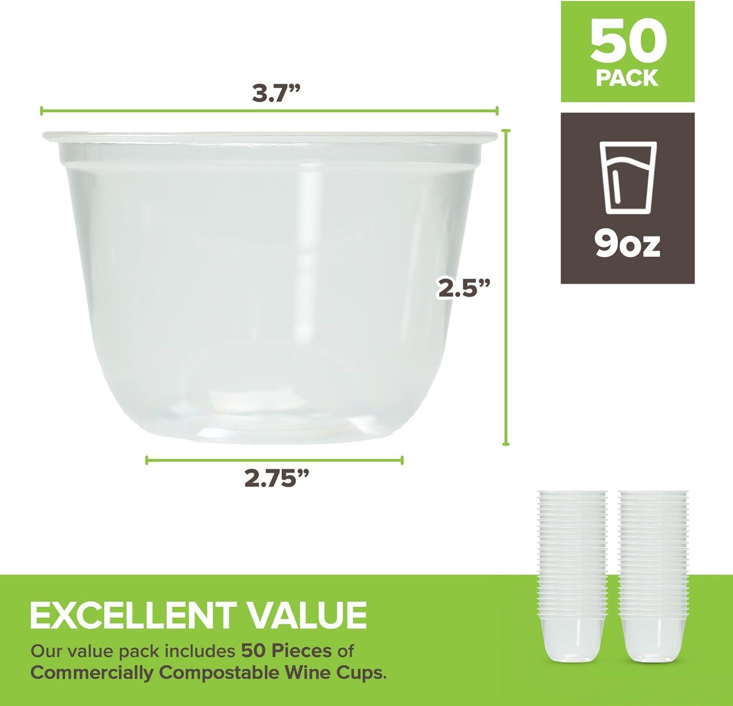 imageStock Your Home 9 oz Clear Cups 50 Pack Disposable Cups for Water Beer and More Stemless Design90 ounces