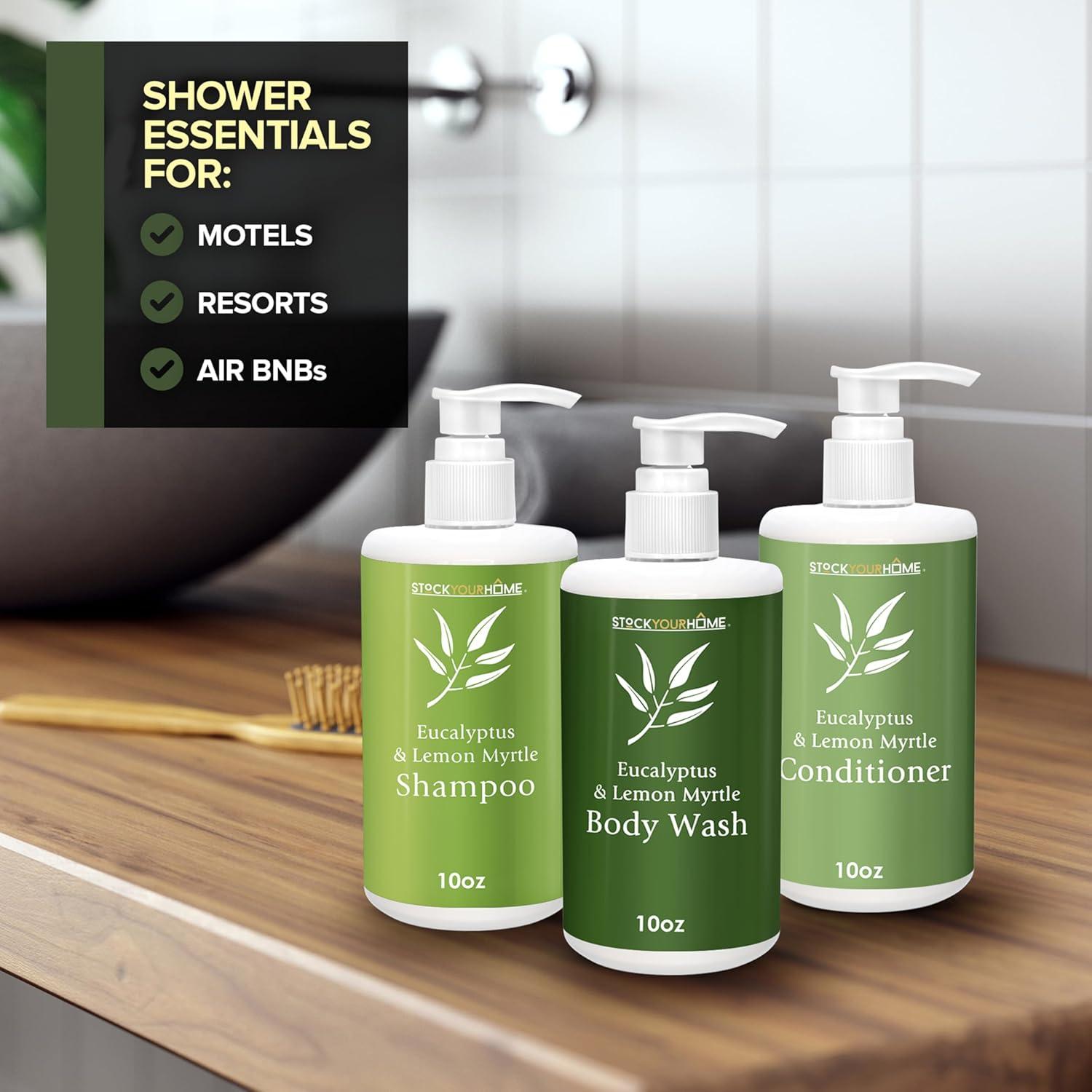 imageShower Essentials Set for Men and Women Includes 10 oz Body Wash Shampoo and Conditioner Hydrating amp Nourishing Shampoo Conditioner Body Wash Set guest bathroom toiletries for HotelsEucalyptus Lemon Myrtle
