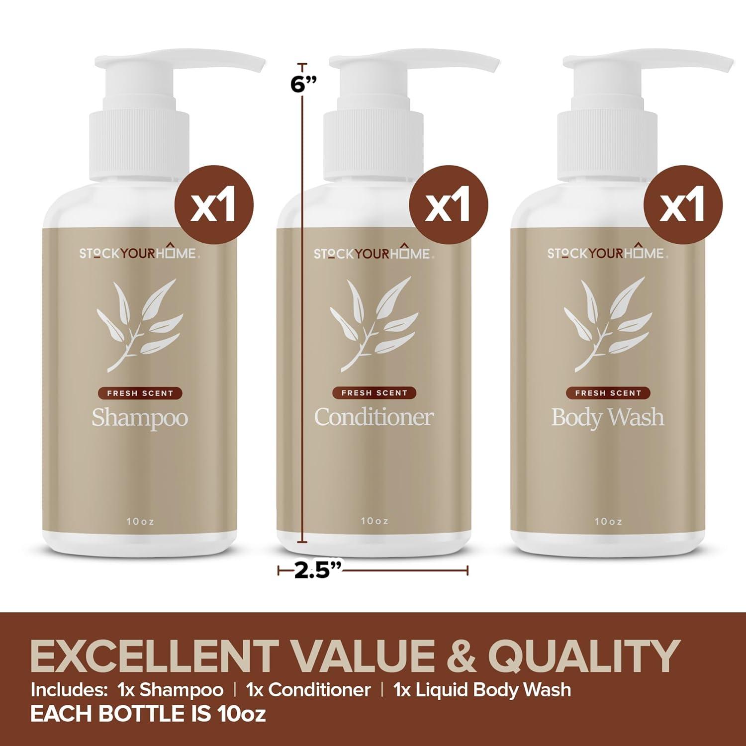 imageShower Essentials Set for Men and Women Includes 10 oz Body Wash Shampoo and Conditioner Hydrating amp Nourishing Shampoo Conditioner Body Wash Set guest bathroom toiletries for HotelsFresh
