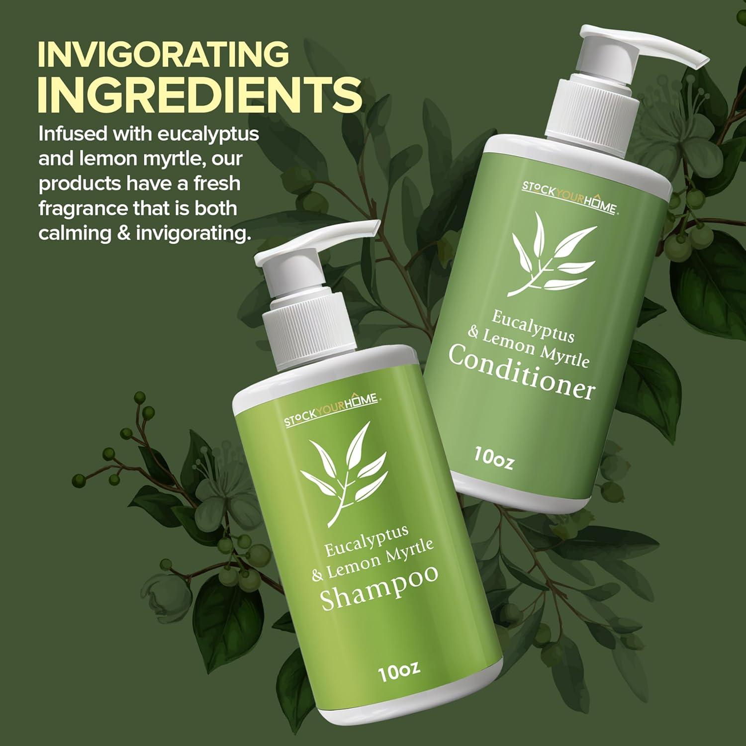 imageShower Essentials Set for Men and Women Includes 10 oz Body Wash Shampoo and Conditioner Hydrating amp Nourishing Shampoo Conditioner Body Wash Set guest bathroom toiletries for HotelsEucalyptus Lemon Myrtle