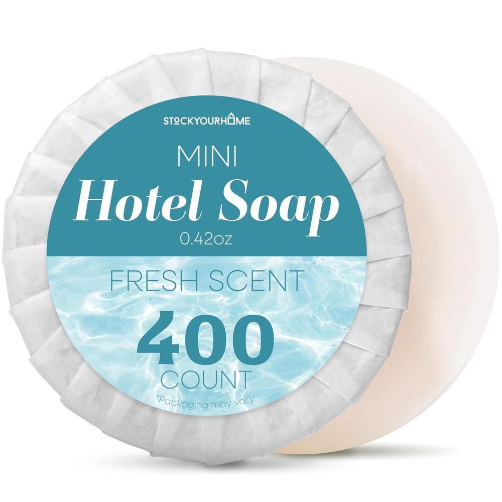 imageStock Your Home Bulk Hotel Soap Bars 400 Count Fresh Scent Mini Hand Soap Individually Wrapped for Hotels Motels Resorts and Guest Bathrooms