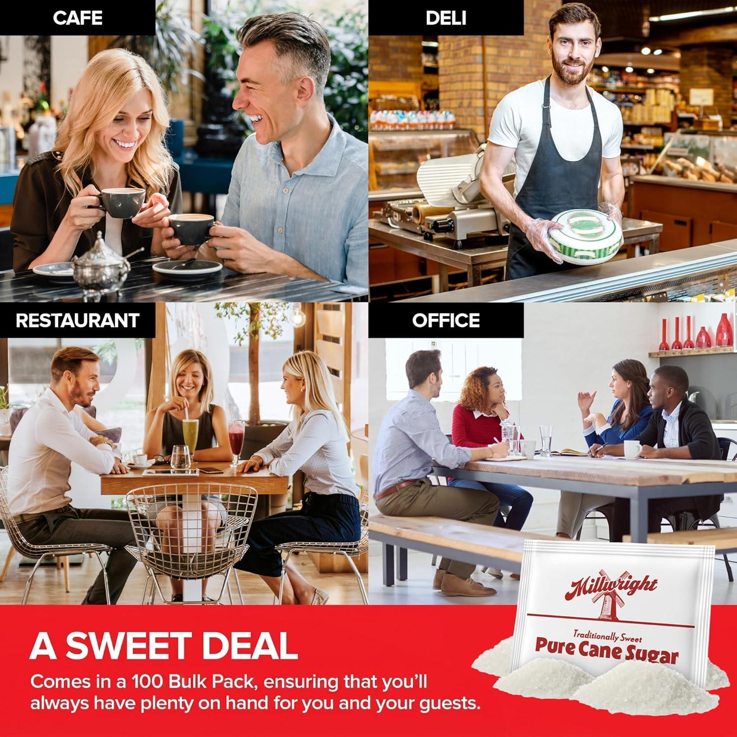 imageBulk Sugar Packets 100 Count Individual Servings of White Sugar Packets for Coffee and Tea Granulated Sugar Packs Great for Restaurants Coffee Shops Offices Schools and More