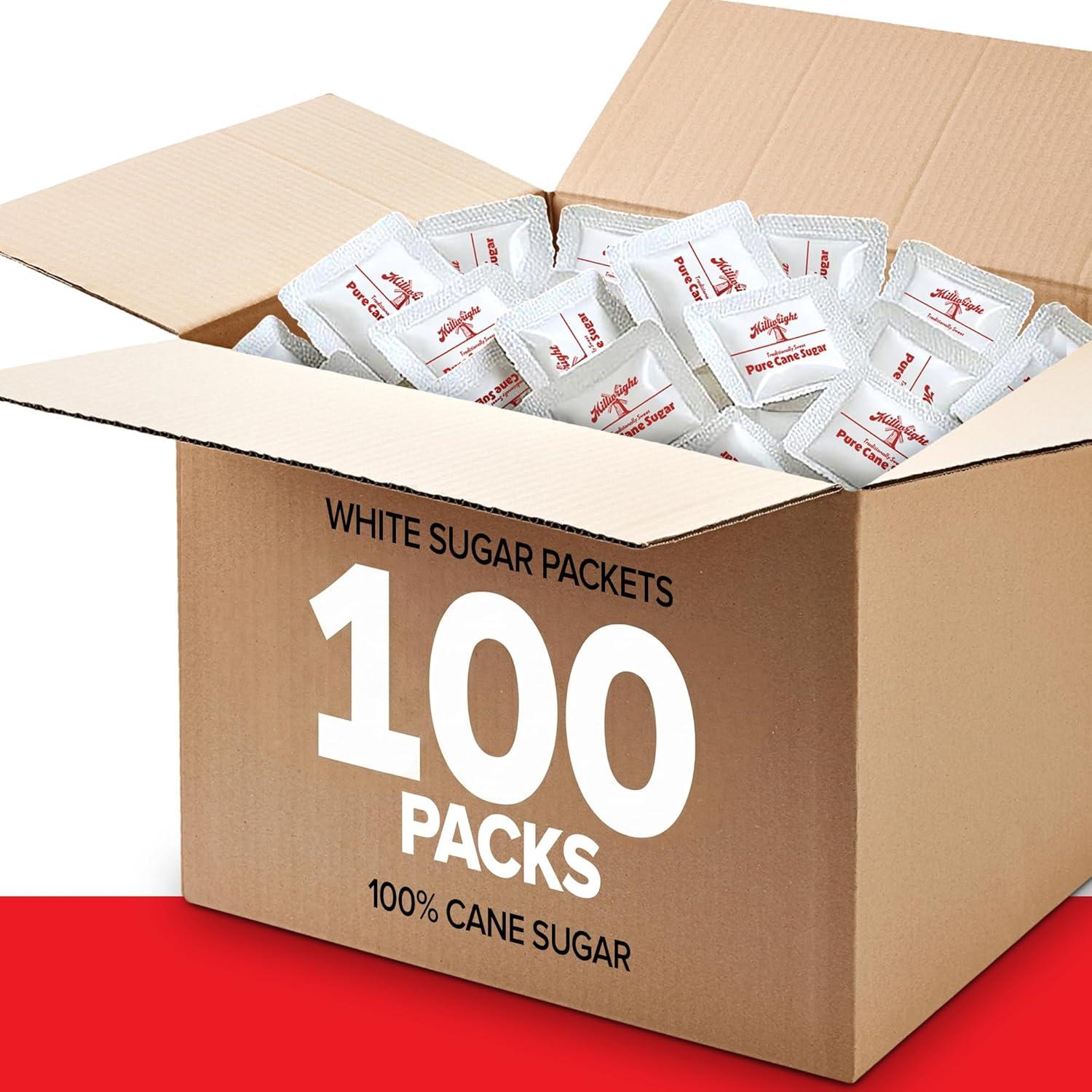 imageBulk Sugar Packets 100 Count Individual Servings of White Sugar Packets for Coffee and Tea Granulated Sugar Packs Great for Restaurants Coffee Shops Offices Schools and More