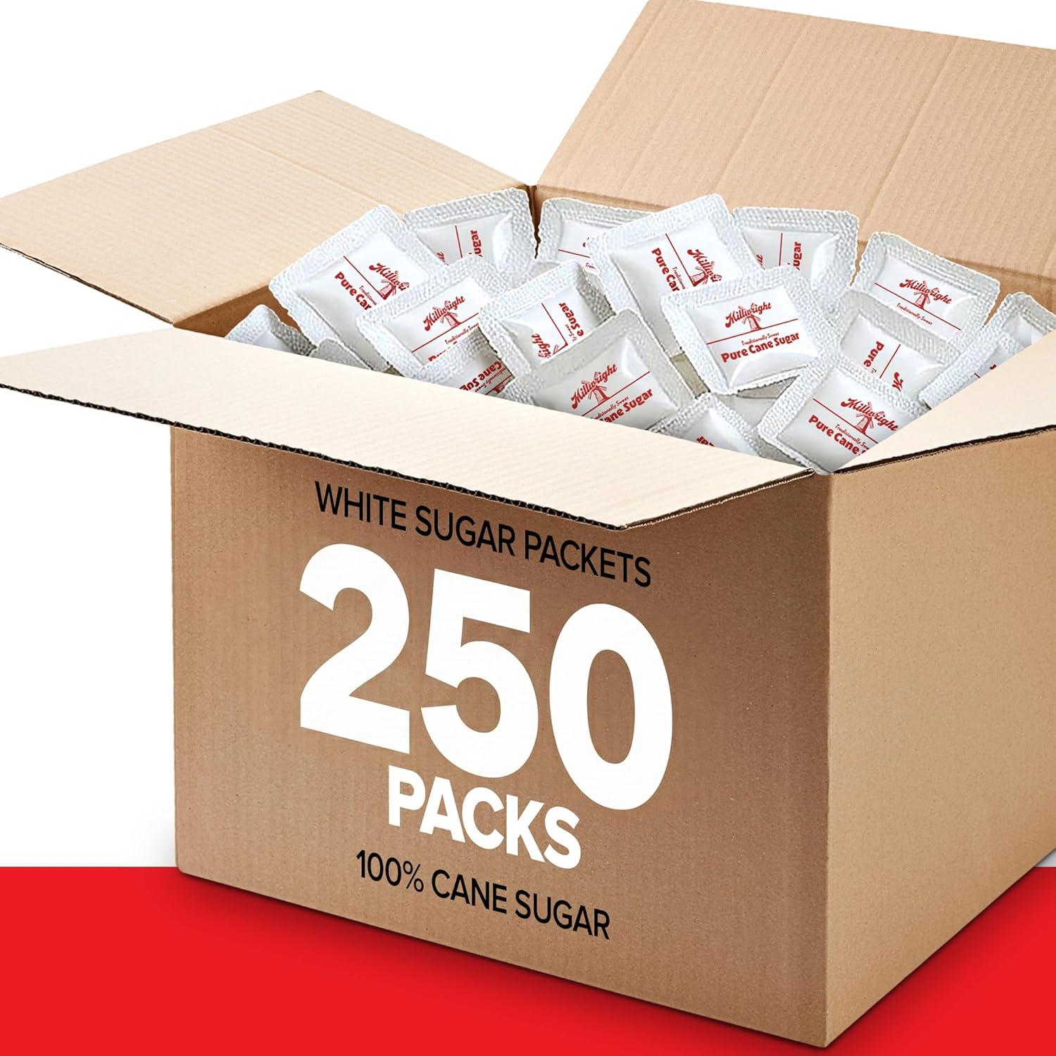 imageBulk Sugar Packets 250 Count Individual Servings of White Sugar Packets for Coffee and Tea Granulated Sugar Packs Great for Restaurants Coffee Shops Offices Schools and More