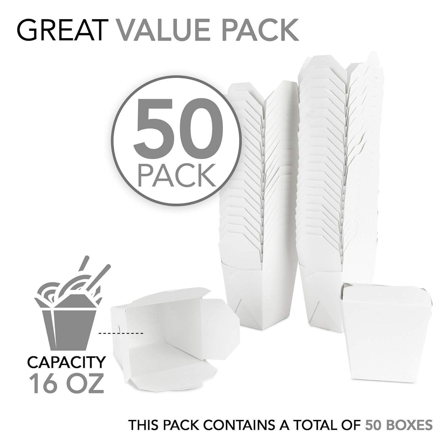 imagePaper Take Out Food Containers 16 Oz Microwaveable White Chinese Takeout Boxes 50 Pack Eco Friendly Disposable Leak and Grease Resistant Travel To Go Food Containers for Restaurants Gift Box16 oz
