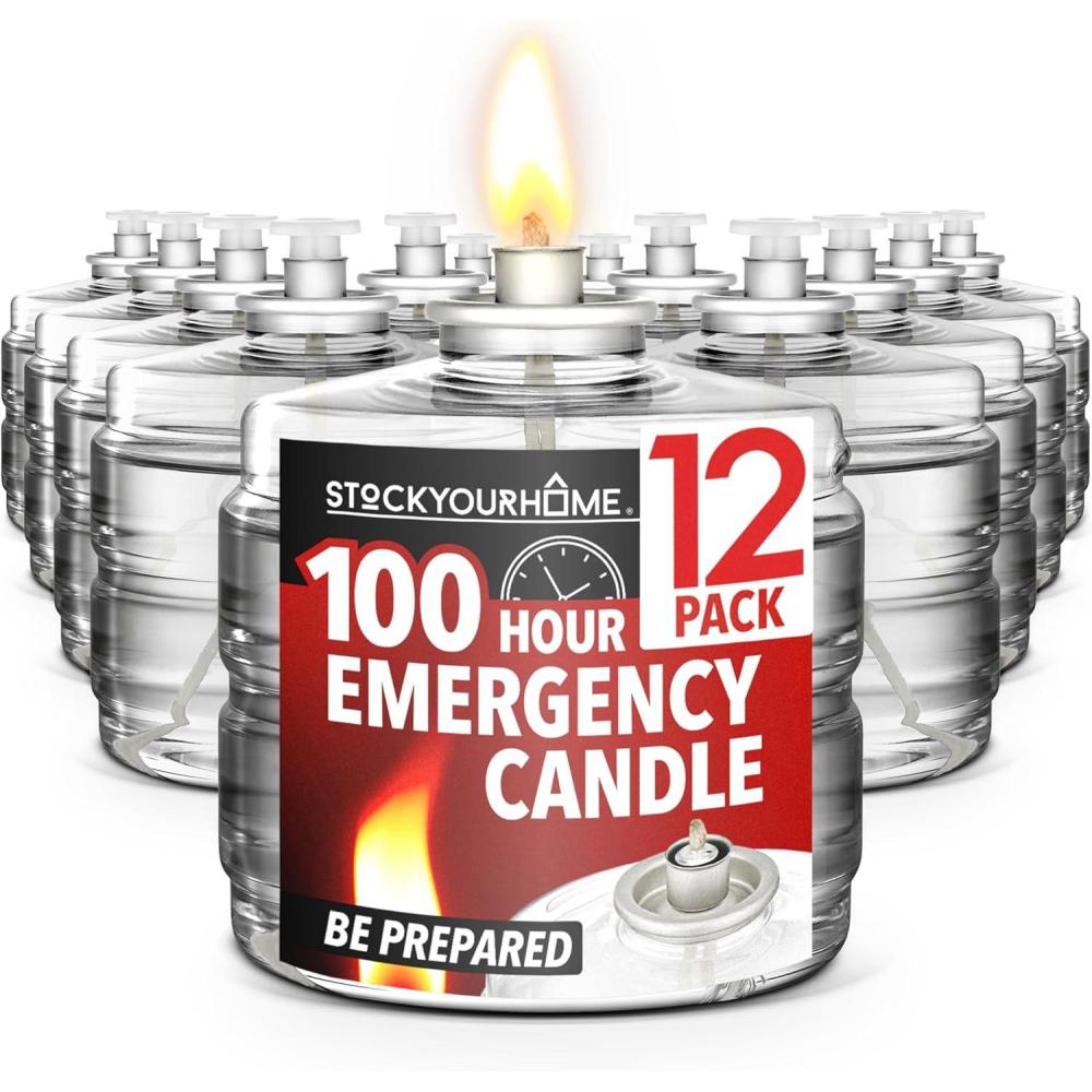 image100 Hour Candles Pack of 12 Long Burning Emergency for Power Outages Storm Preparedness and Camping Liquid Fuel for Survival Supplies12