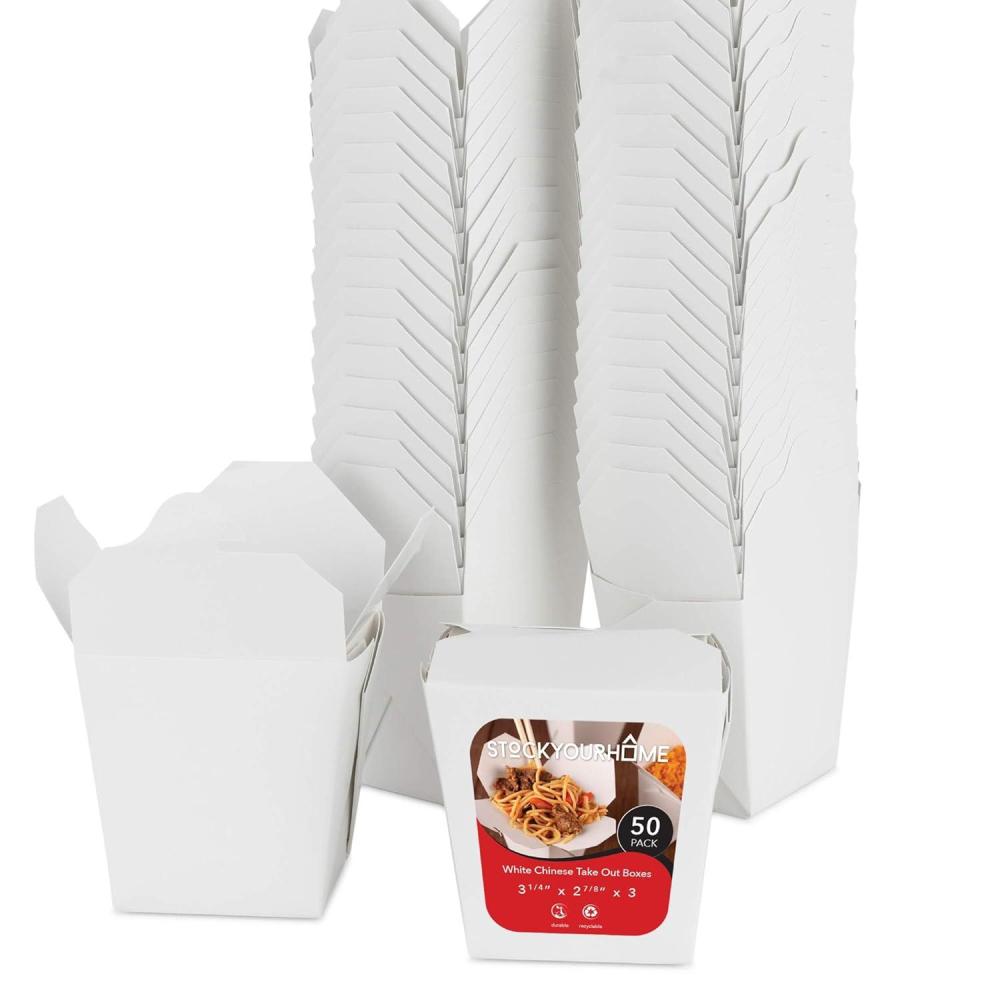 imagePaper Take Out Food Containers 16 Oz Microwaveable White Chinese Takeout Boxes 50 Pack Eco Friendly Disposable Leak and Grease Resistant Travel To Go Food Containers for Restaurants Gift Box16 oz