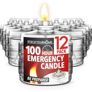 100 Hour Candles Pack of 12 Long Burning Emergency for Power Outages Storm Preparedness and Camping Liquid Fuel for Survival Supplies(12)
