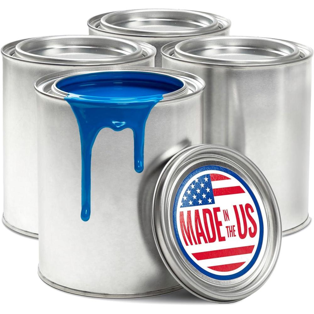 imageStock Your Home 1 Quart Unlined Metal Paint Cans with Lids 4 Pack Empty Quart Paint Cans for Storage Mixing Touch Ups and Crafts Made in USA Metal Buckets with Friction Fit Lids4 Pack