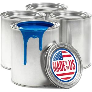 Stock Your Home 1 Quart Unlined Metal Paint Cans with Lids (4 Pack), Empty Quart Paint Cans for Storage, Mixing, Touch Ups and Crafts – Made in USA, Metal Buckets with Friction Fit Lids(4 Pack)
