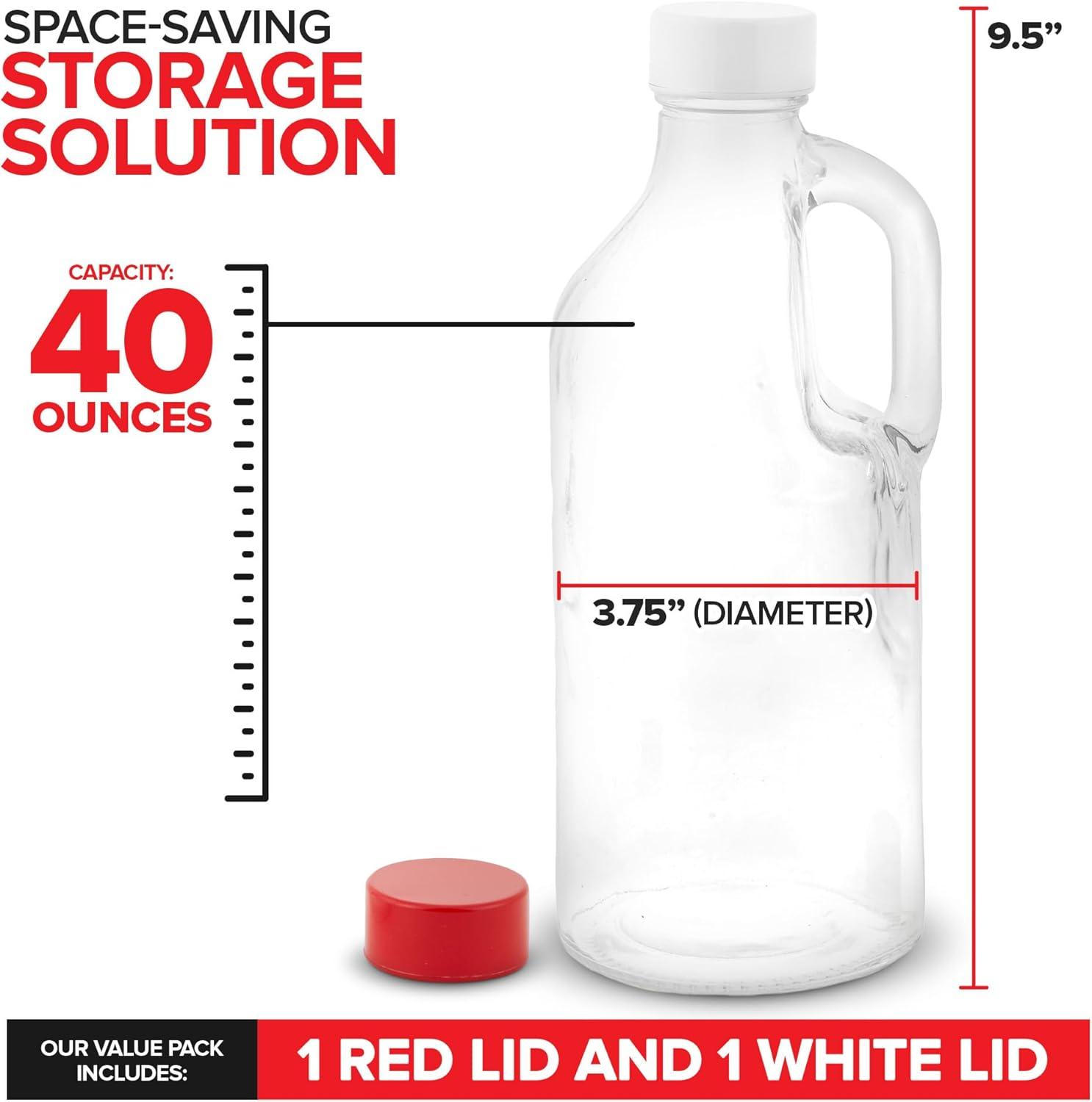 imageStock Your Home Glass Milk Bottle with Lid and Handle 40oz 1 Pack 2 Reusable Caps Milk Container for Refrigerator Glass Juice Bottles Water Almond Milk Storage Bottle Glass Milk Jug1 Count