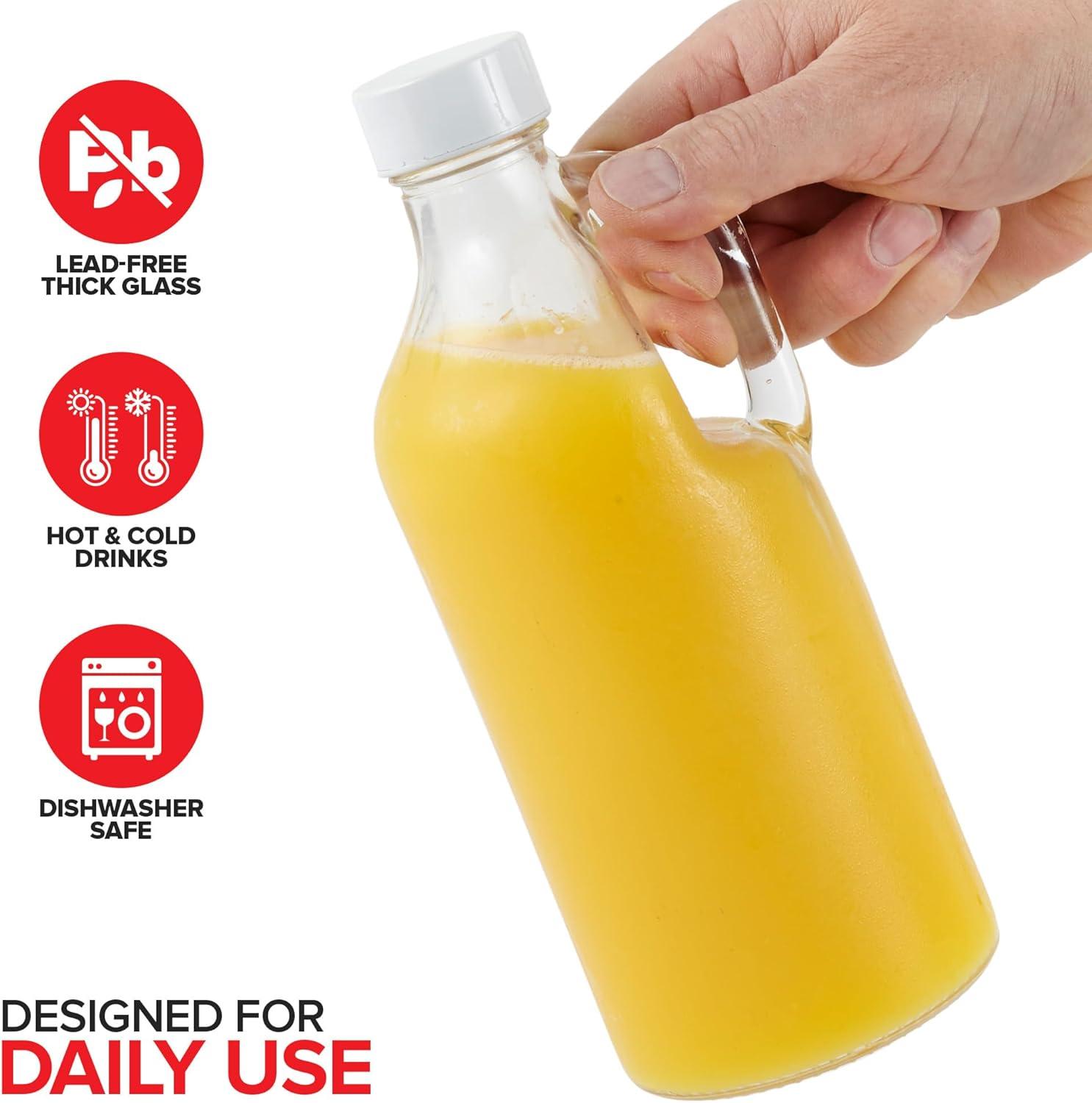 imageStock Your Home Glass Milk Bottle with Lid and Handle 40oz 1 Pack 2 Reusable Caps Milk Container for Refrigerator Glass Juice Bottles Water Almond Milk Storage Bottle Glass Milk Jug1 Count