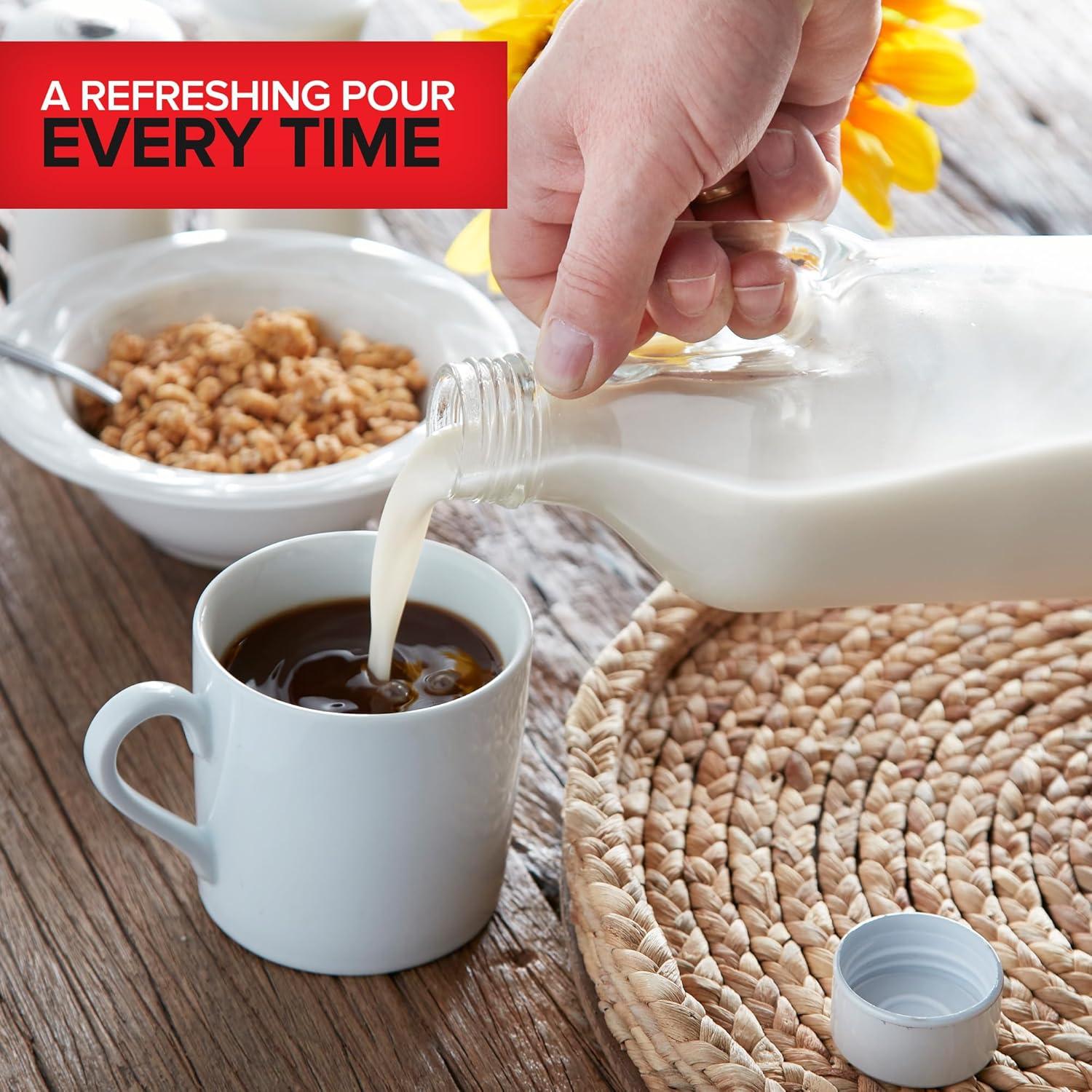 imageStock Your Home Glass Milk Bottle with Lid and Handle 40oz 1 Pack 2 Reusable Caps Milk Container for Refrigerator Glass Juice Bottles Water Almond Milk Storage Bottle Glass Milk Jug1 Count