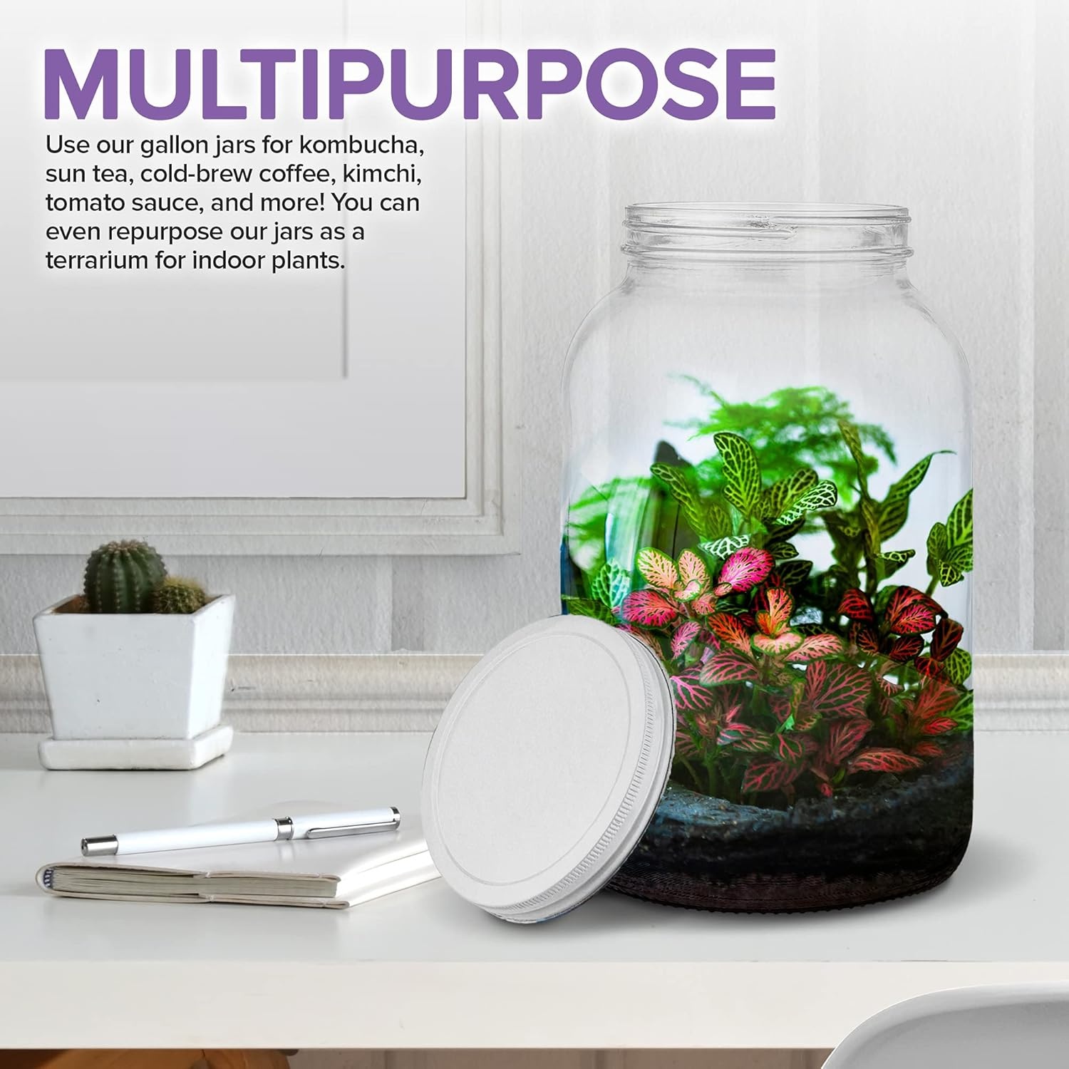 image:imageStock Your Home Gallon Glass Jar with Metal Lid 2 Pack 128 Ounce Airtight amp Odor Proof Pickling amp Canning Jars for Kombucha Sun Tea Fruits Food Grade Jars for Dried Goods Sugar Flour
