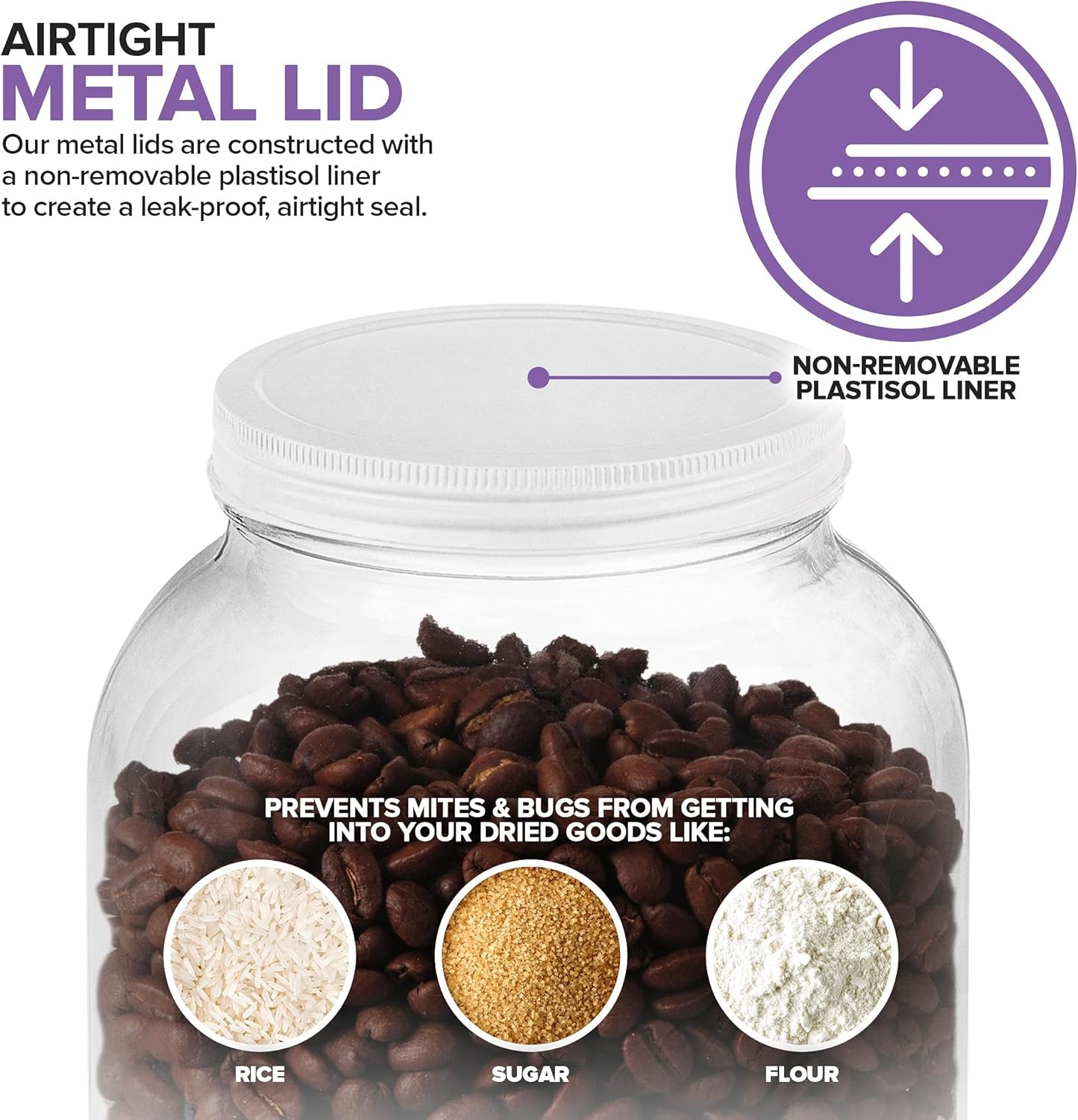 image:imageStock Your Home Gallon Glass Jar with Metal Lid 2 Pack 128 Ounce Airtight amp Odor Proof Pickling amp Canning Jars for Kombucha Sun Tea Fruits Food Grade Jars for Dried Goods Sugar Flour