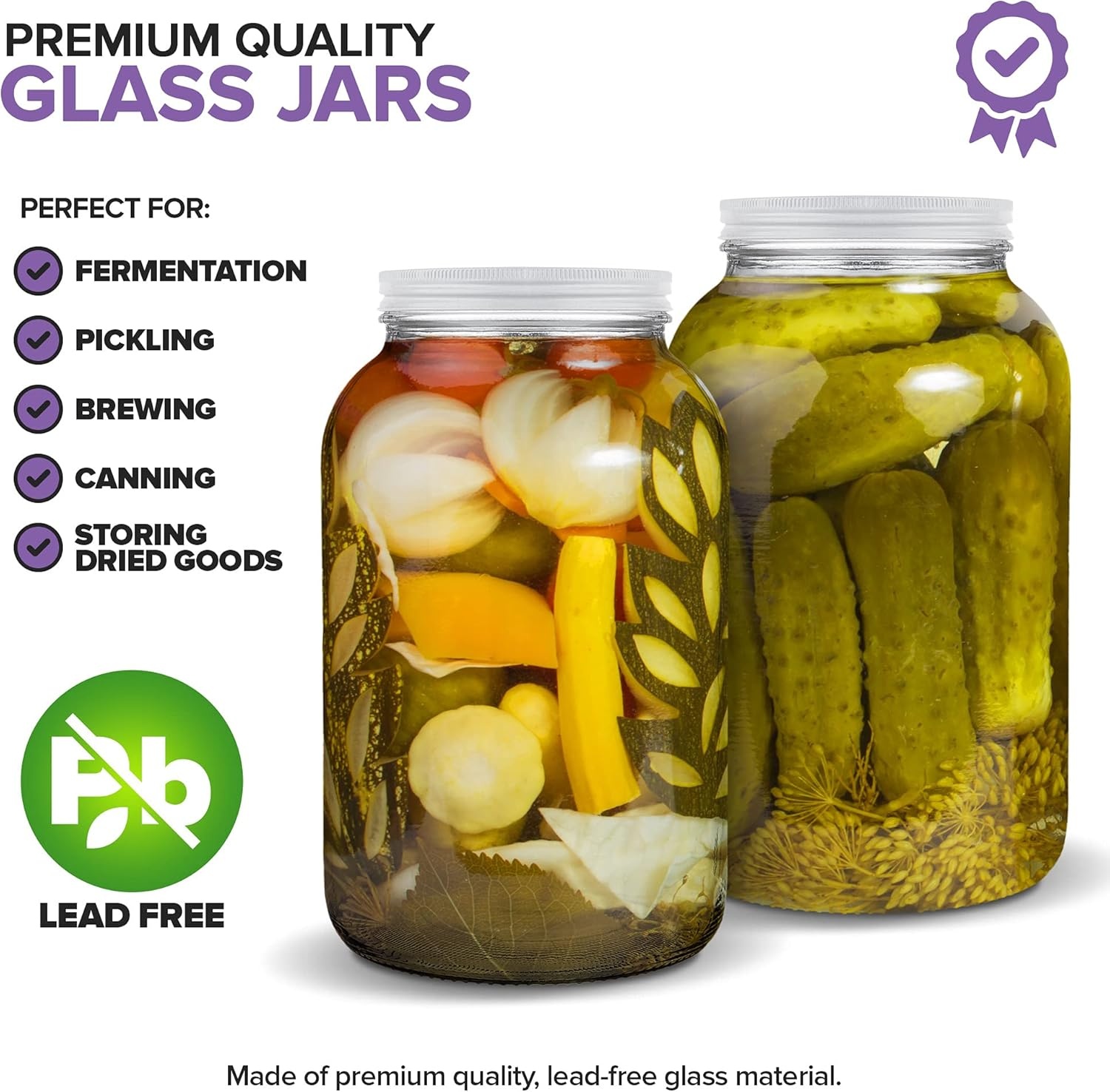 image:imageStock Your Home Gallon Glass Jar with Metal Lid 2 Pack 128 Ounce Airtight amp Odor Proof Pickling amp Canning Jars for Kombucha Sun Tea Fruits Food Grade Jars for Dried Goods Sugar Flour