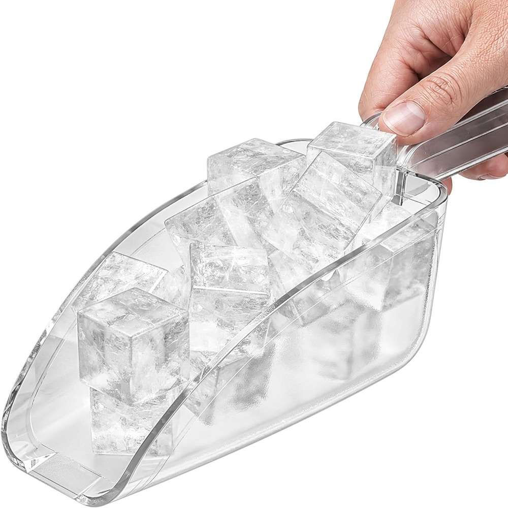 image:imageIce Scoop for Freezer 12 oz Clear Plastic Ice Scooper NSF Certified Foodservice Utility Scoop Beveled Edge Hanging Slot Bar Scoop Ice Bin Ice Machine Candy Popcorn Cocktail