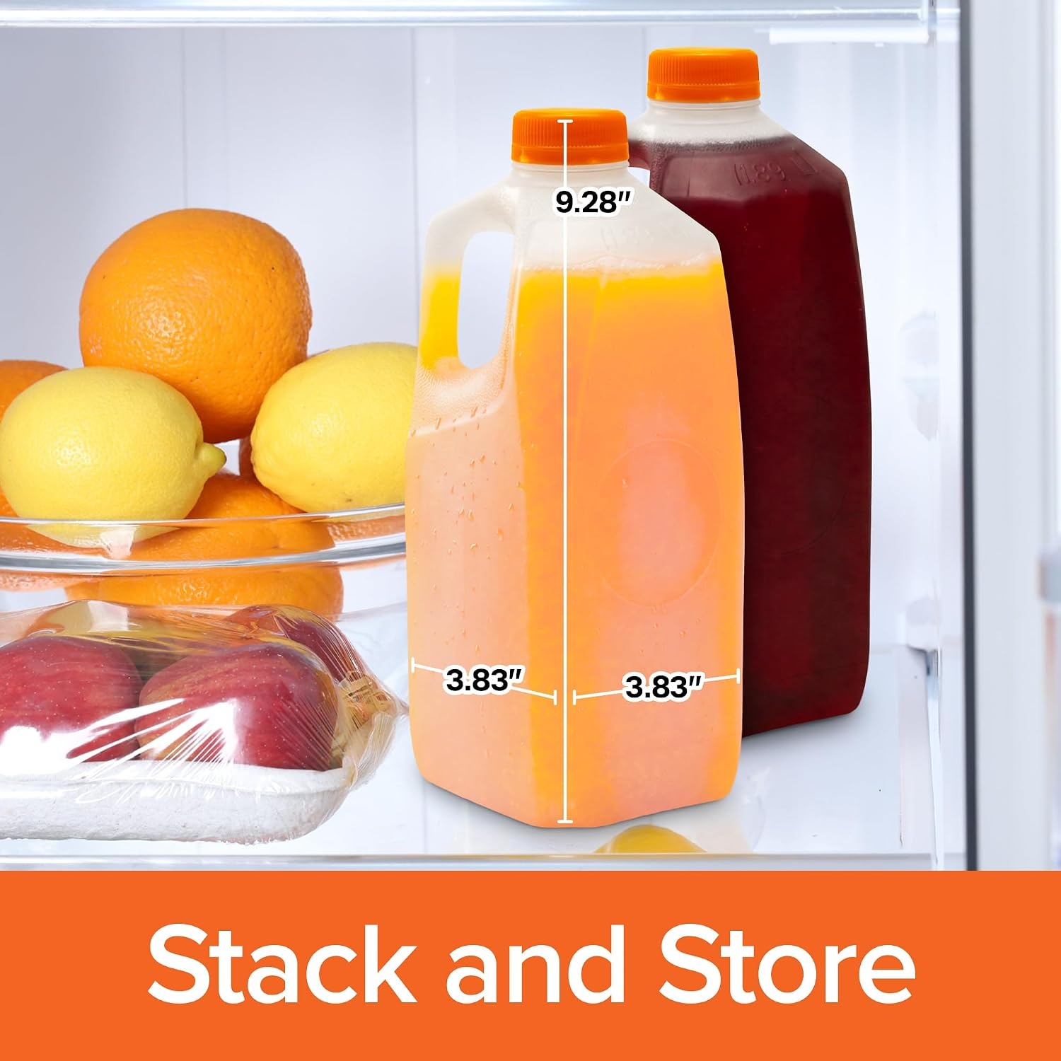 image:imageStock Your Home Half Gallon Jugs 64 oz BPAFree FoodGrade Made in USA Set of 6 HDPE Plastic Tamper Evident Caps Freezer Safe For Juice Lemonade Cider Milk Water