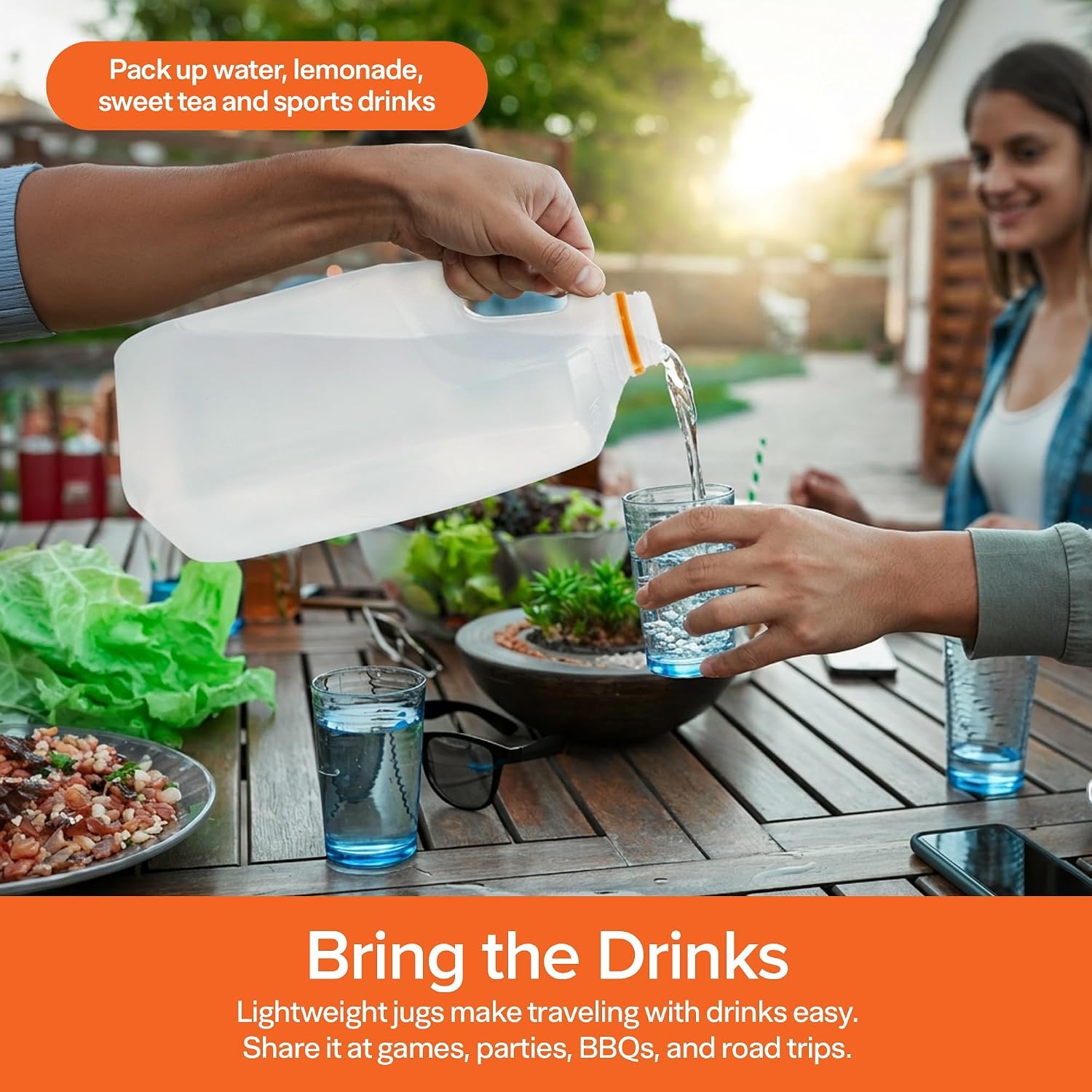 image:imageStock Your Home Half Gallon Jugs 64 oz BPAFree FoodGrade Made in USA Set of 6 HDPE Plastic Tamper Evident Caps Freezer Safe For Juice Lemonade Cider Milk Water
