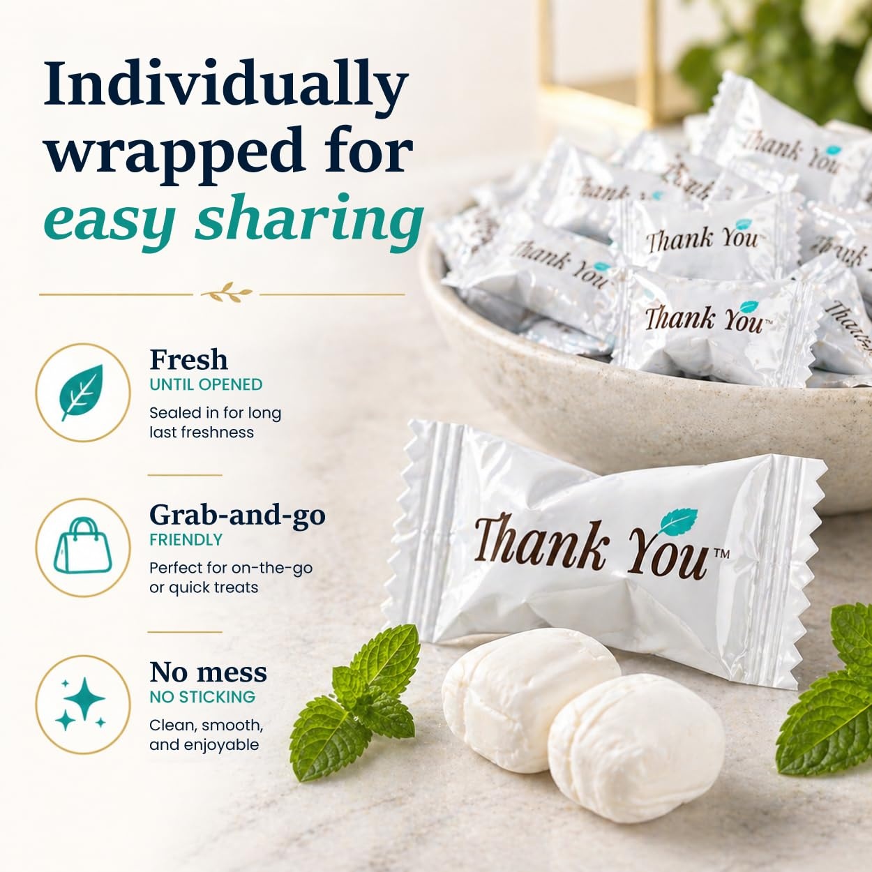 image:imageStock Your Home Thank You Buttermints Approx 250 Count Individually Wrapped Butter Mints Soft Creamy Mint Candy Kosher Made in USA Perfect for Parties Weddings and Hospitality250 Count