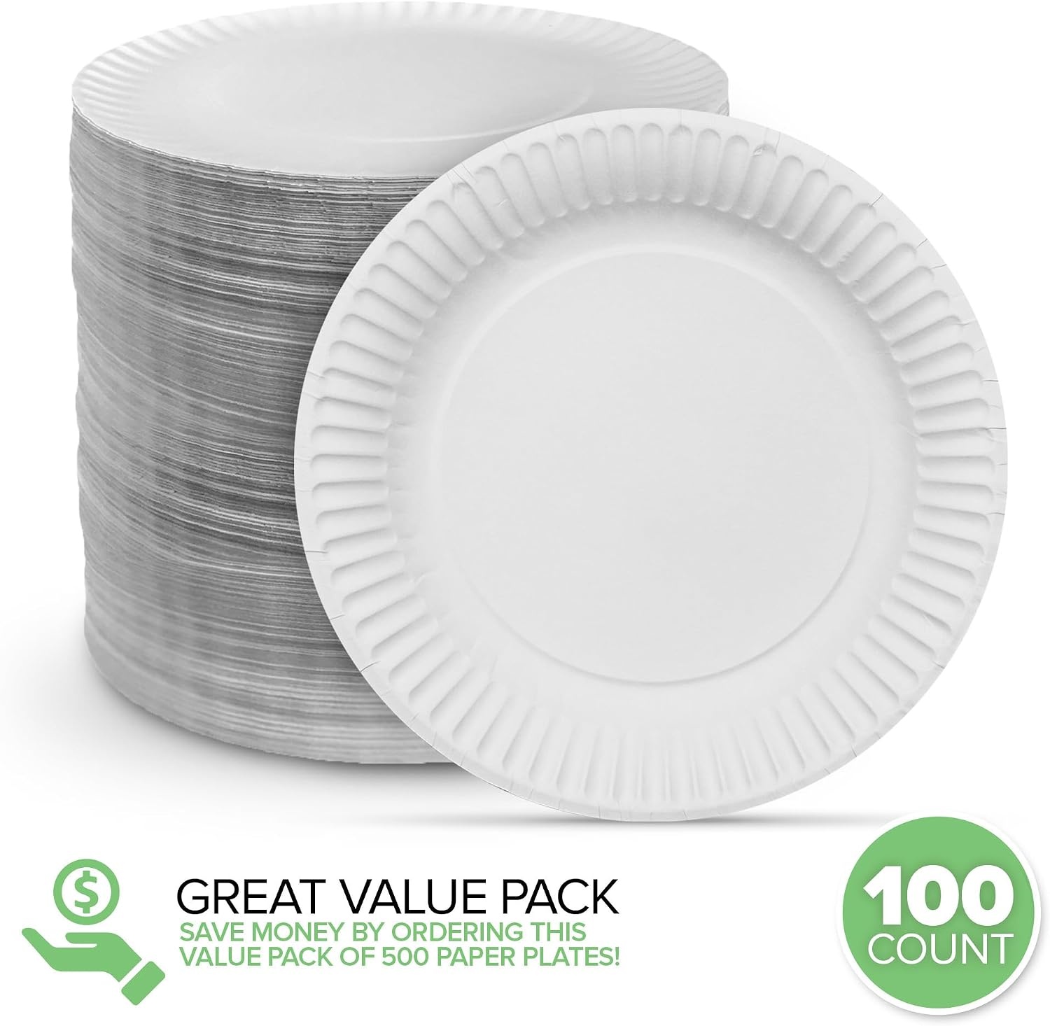 image:imageStock Your Home 9Inch Paper Plates Uncoated Everyday Disposable Plates 9 Paper Plate Bulk White 400 Count100