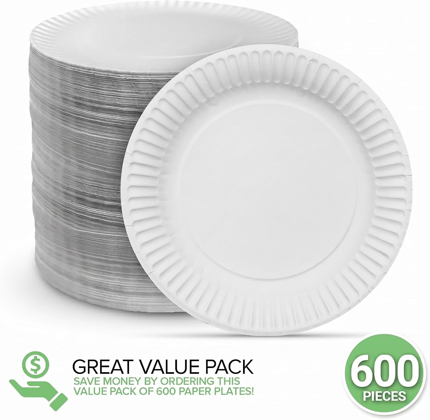 image:imageStock Your Home 9Inch Paper Plates Uncoated Everyday Disposable Plates 9 Paper Plate Bulk White 400 Count600
