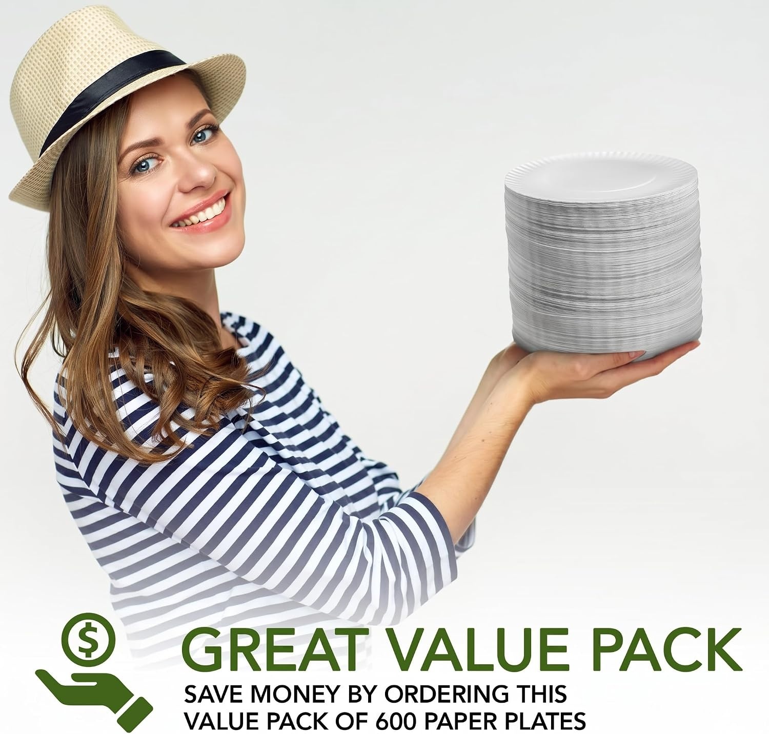 image:imageStock Your Home 9Inch Paper Plates Uncoated Everyday Disposable Plates 9 Paper Plate Bulk White 400 Count600