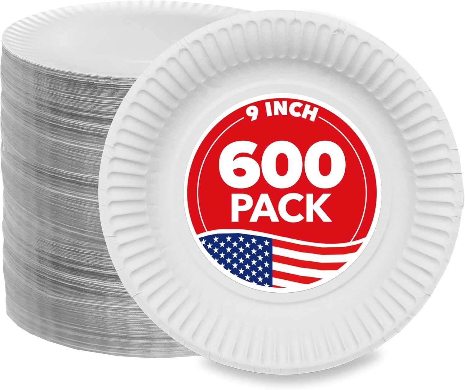 image:imageStock Your Home 9Inch Paper Plates Uncoated Everyday Disposable Plates 9 Paper Plate Bulk White 400 Count600