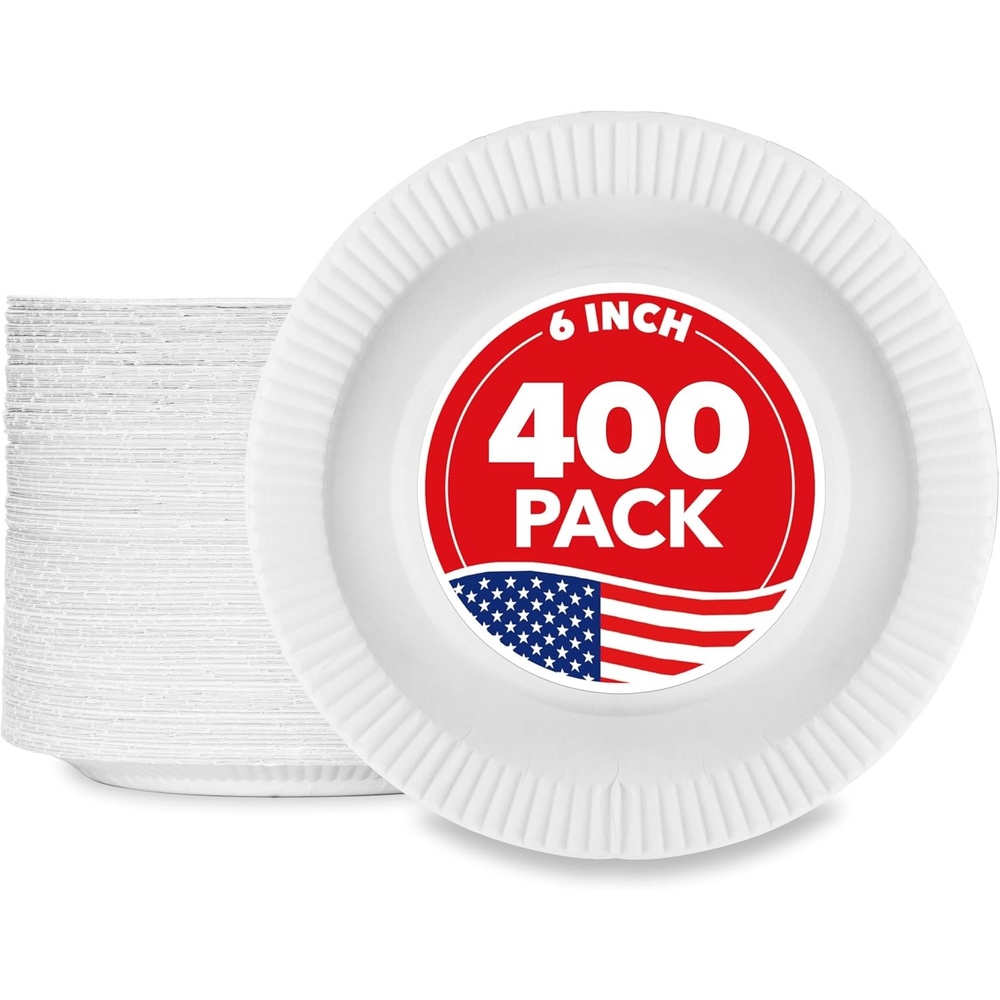 image:imageStock Your Home 9Inch Paper Plates Uncoated Everyday Disposable Plates 9 Paper Plate Bulk White 400 Count400