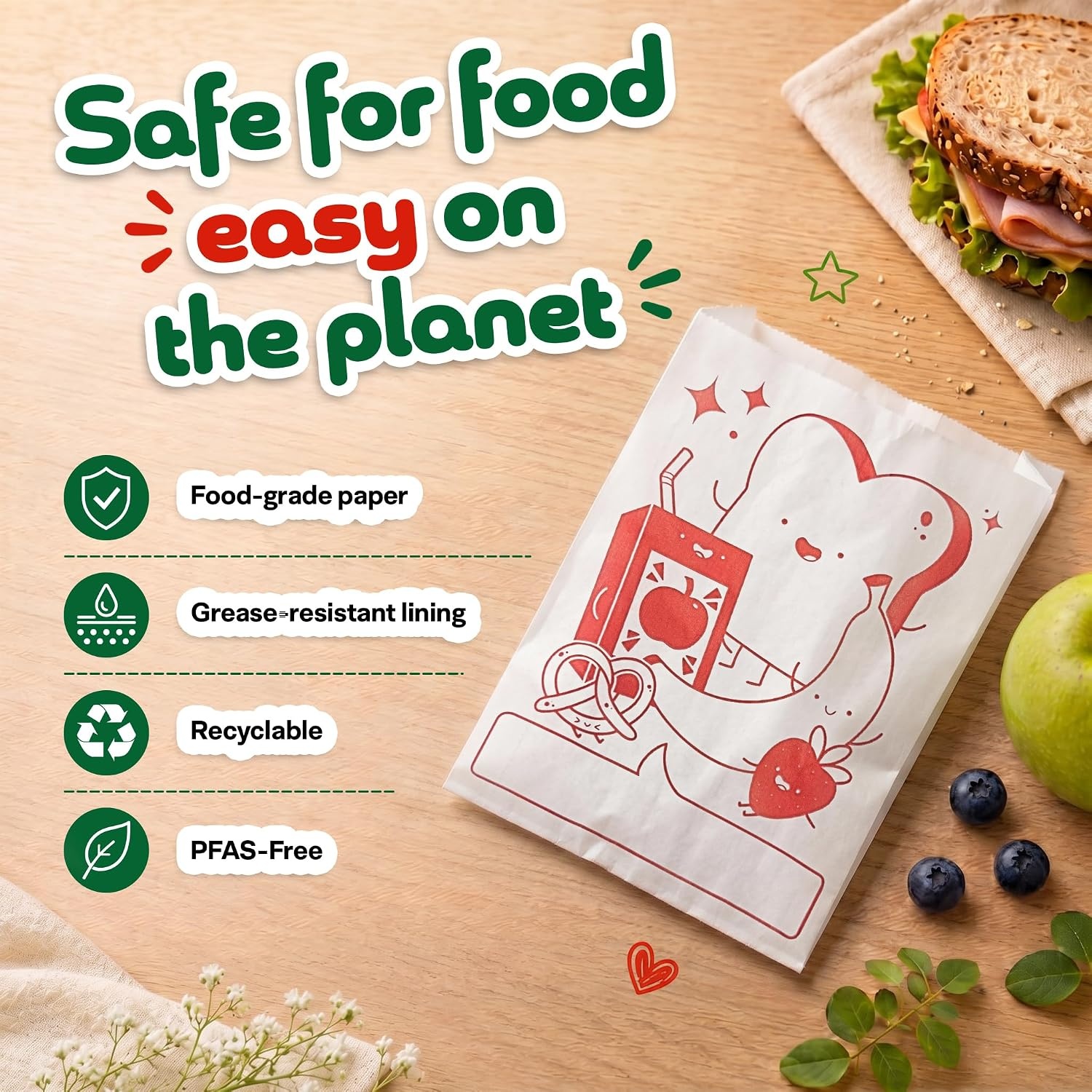 image:imageStock Your Home Paper Sandwich Bags 100 Count Paper Snack BagsLunch Friends