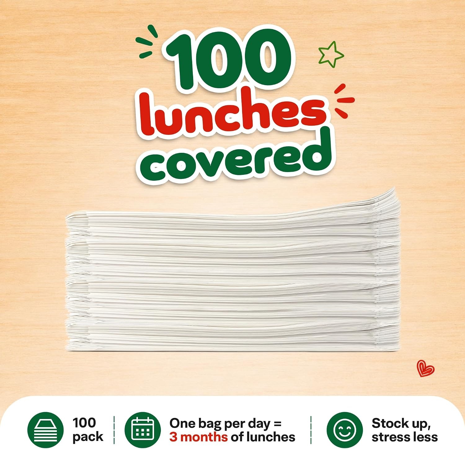 image:imageStock Your Home Paper Sandwich Bags 100 Count Paper Snack BagsLunch Friends