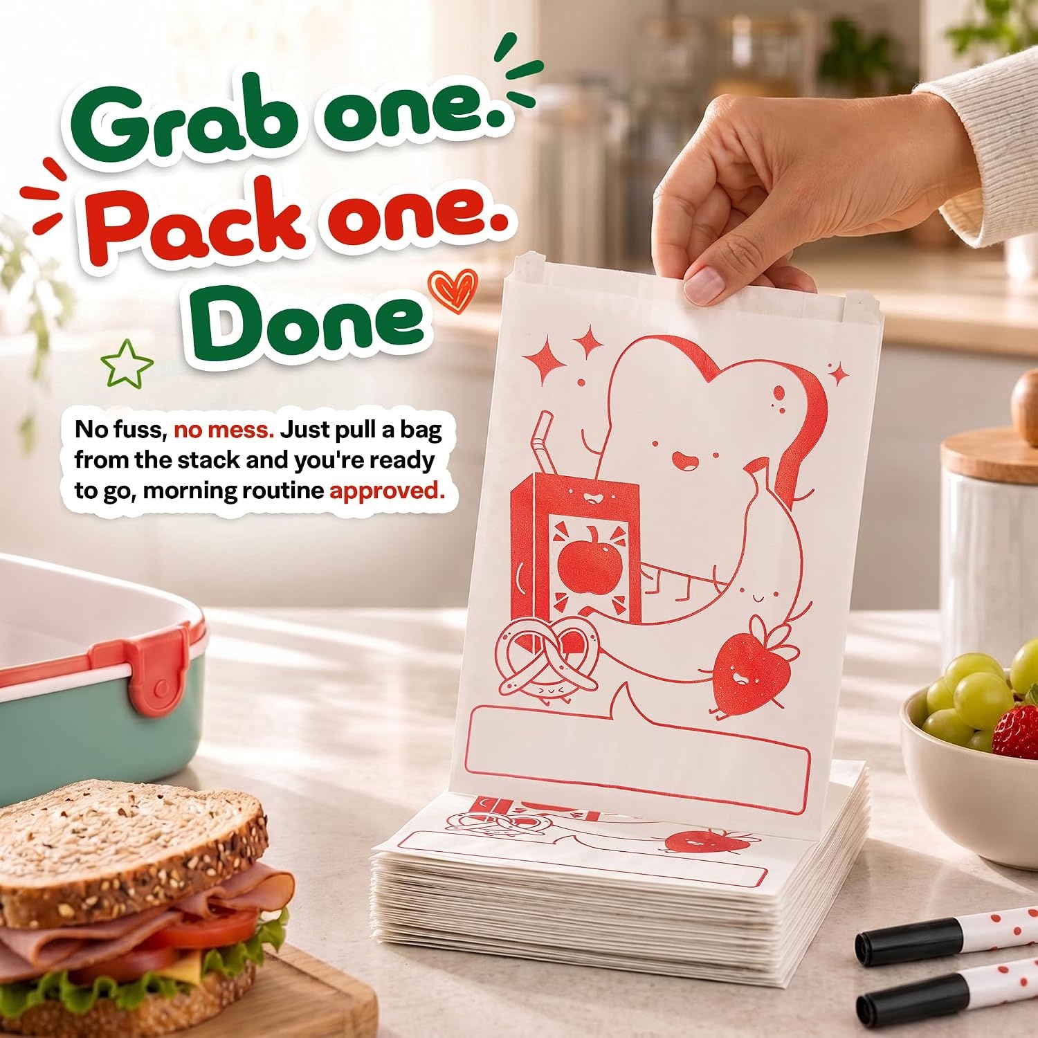 image:imageStock Your Home Paper Sandwich Bags 100 Count Paper Snack BagsLunch Friends