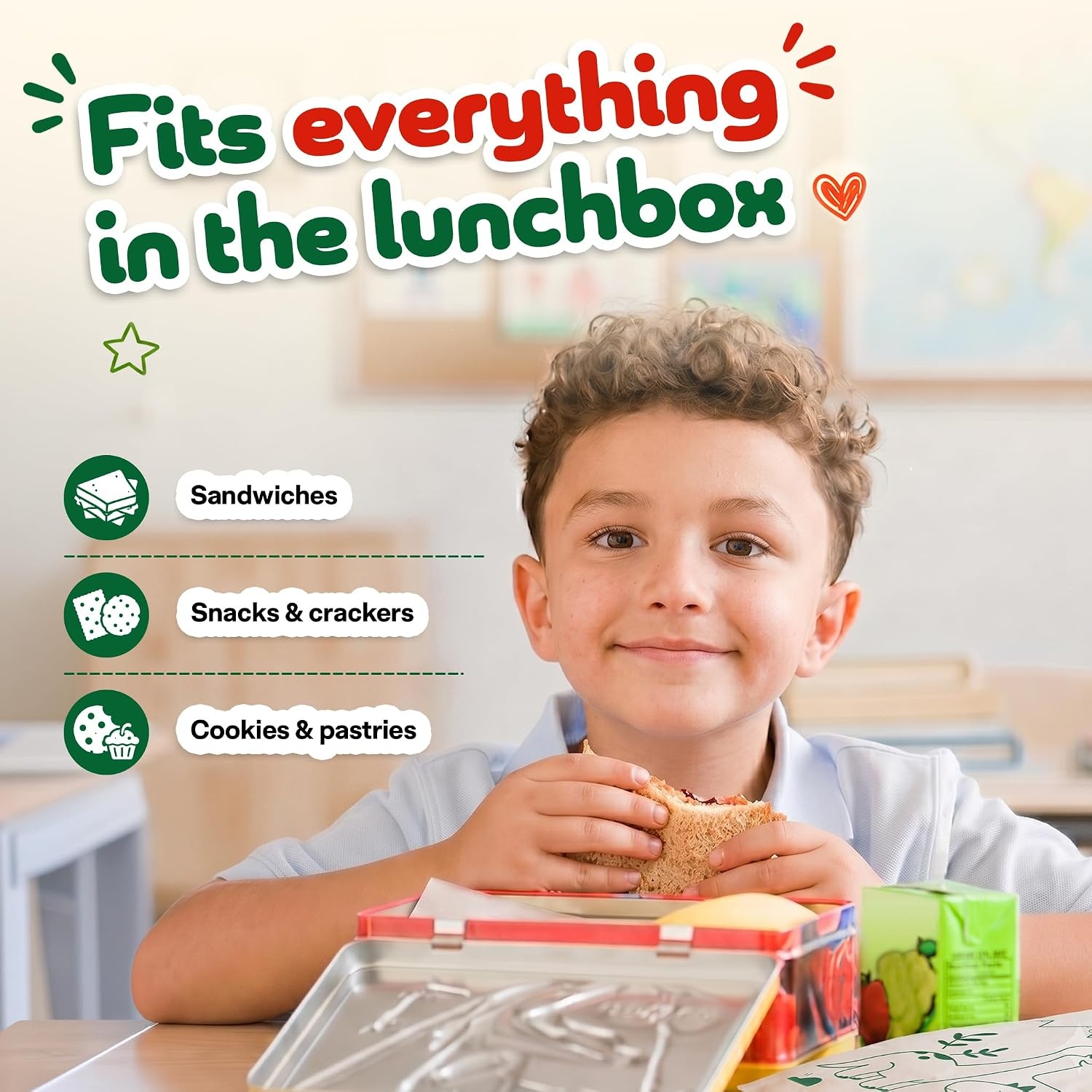 image:imageStock Your Home Paper Sandwich Bags 200 Count Paper Snack BagsDinosaur Friends