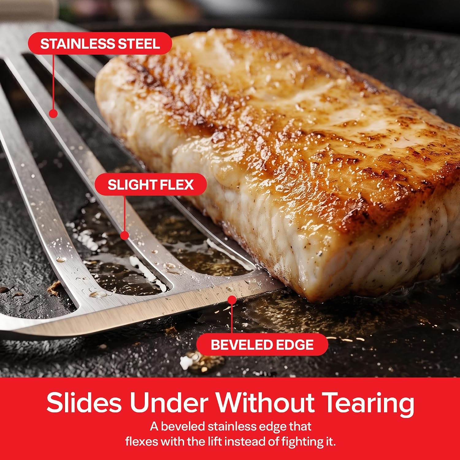image:imageStock Your Home Fish Spatula 12 Inch Stainless Steel Slotted Spatula