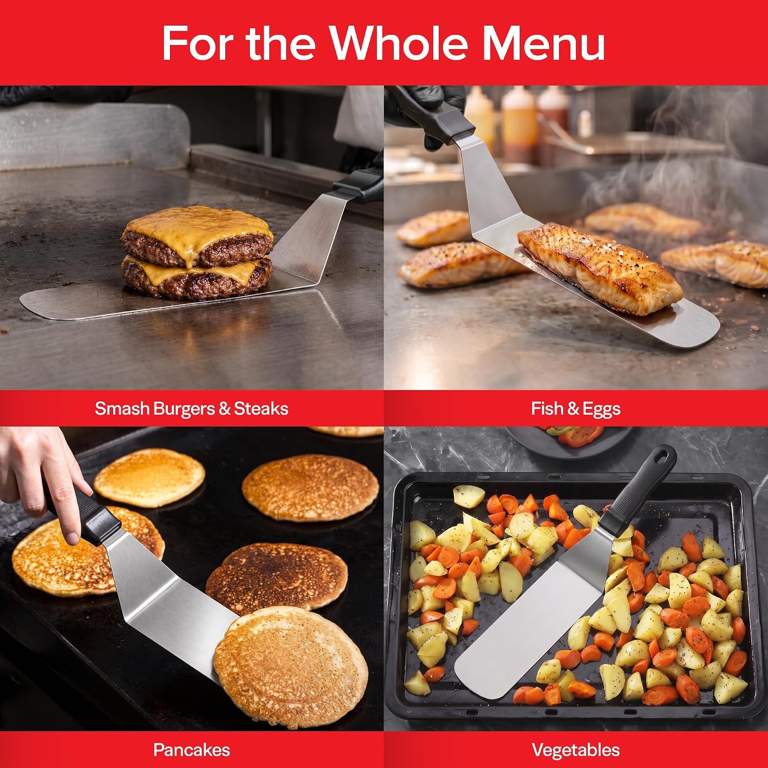 image:imageStock Your Home Griddle Spatula 8 x 3 Blade Stainless Steel Long Spatula